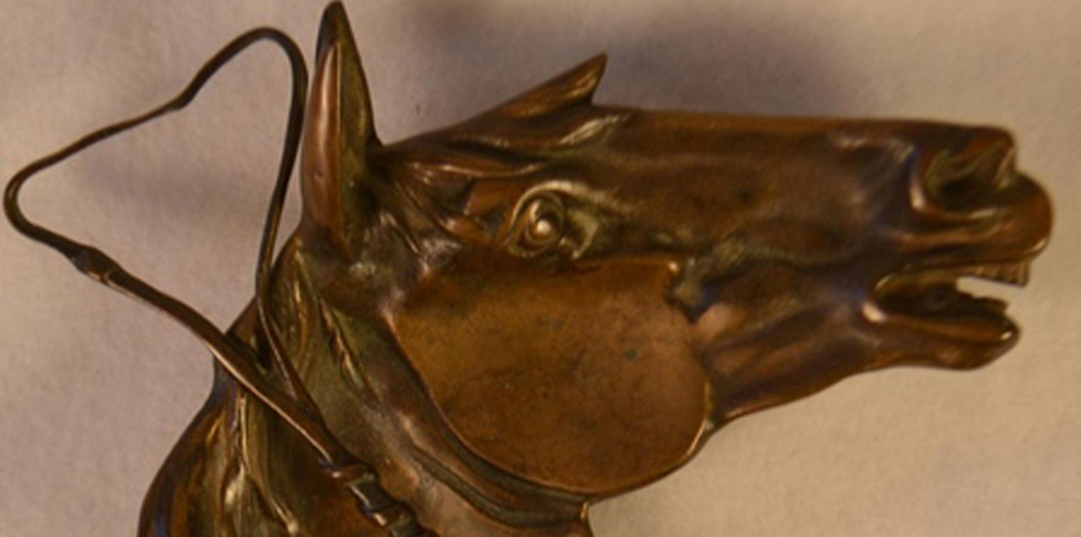 Cast Bronze Horse Head and Riding Crop Dish