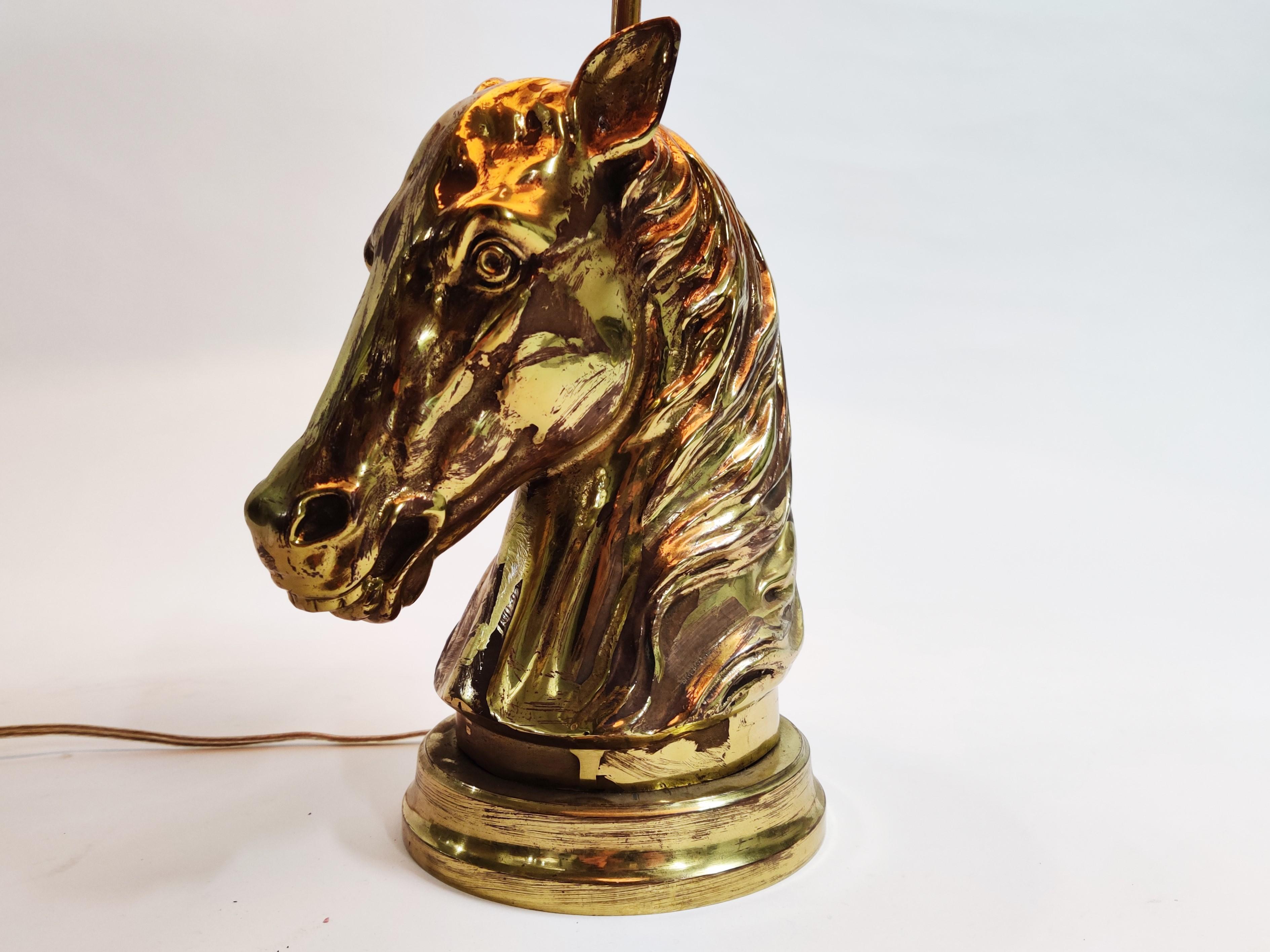 French Bronze Horse Head Table Lamp, 1970s France