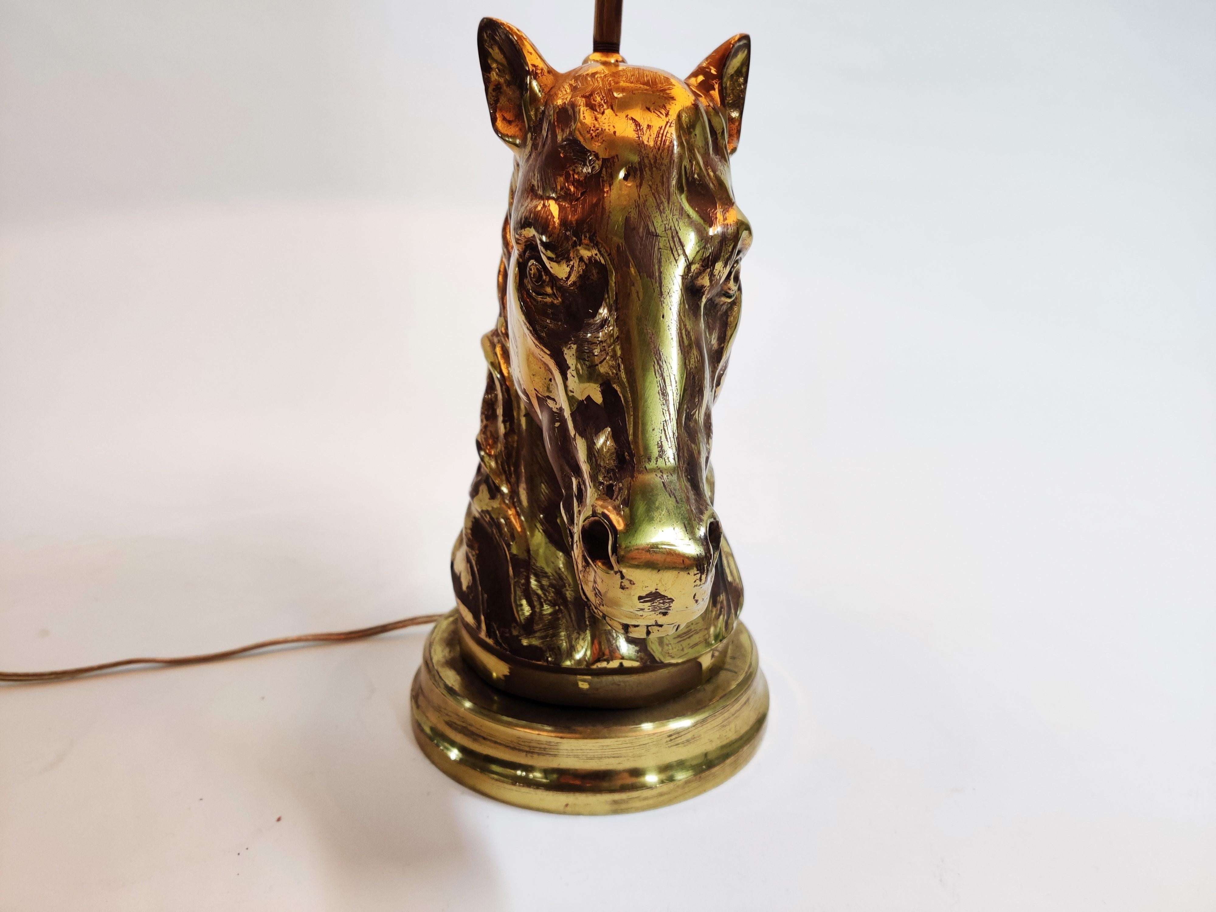 Bronze Horse Head Table Lamp, 1970s France In Good Condition In HEVERLEE, BE