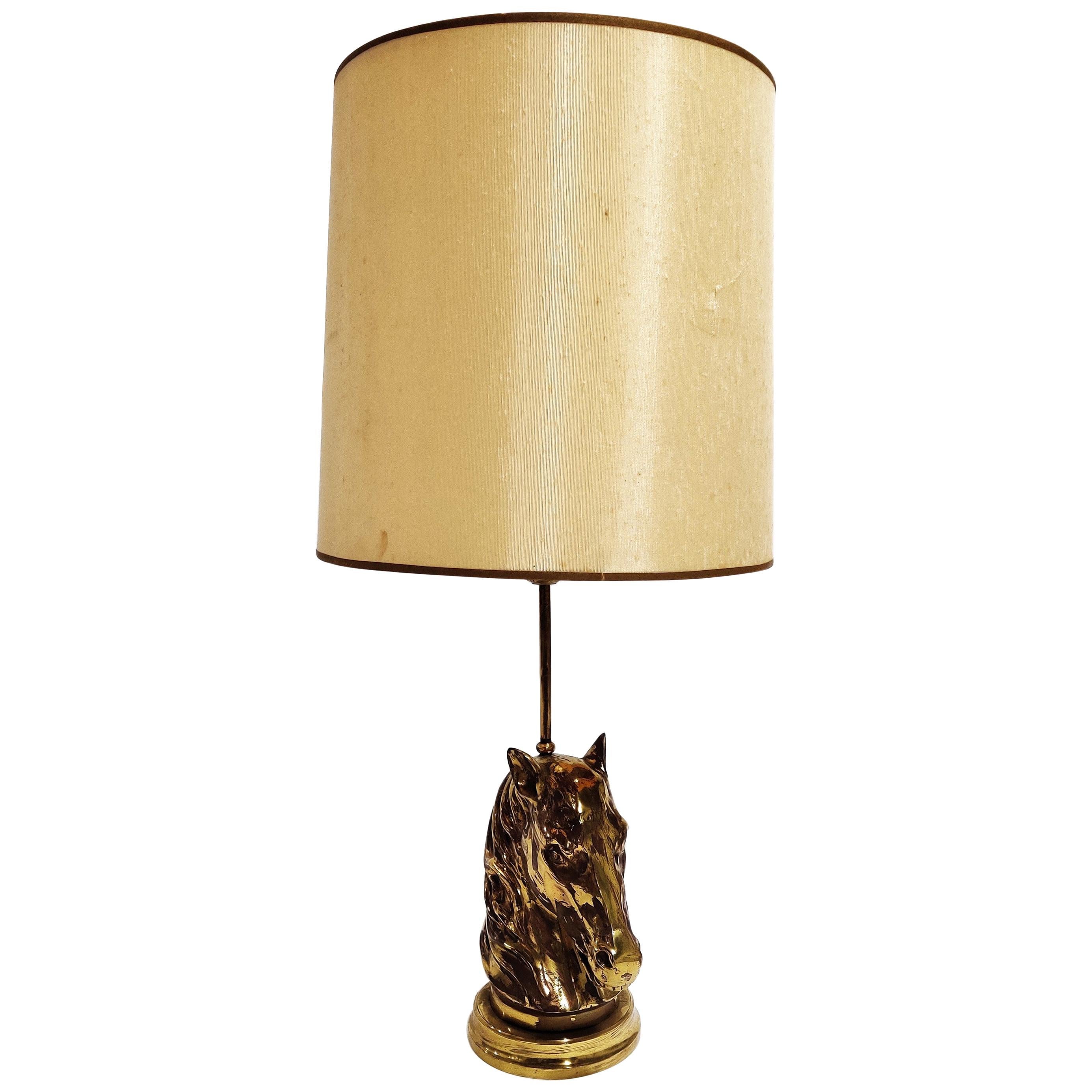 Bronze Horse Head Table Lamp, 1970s France