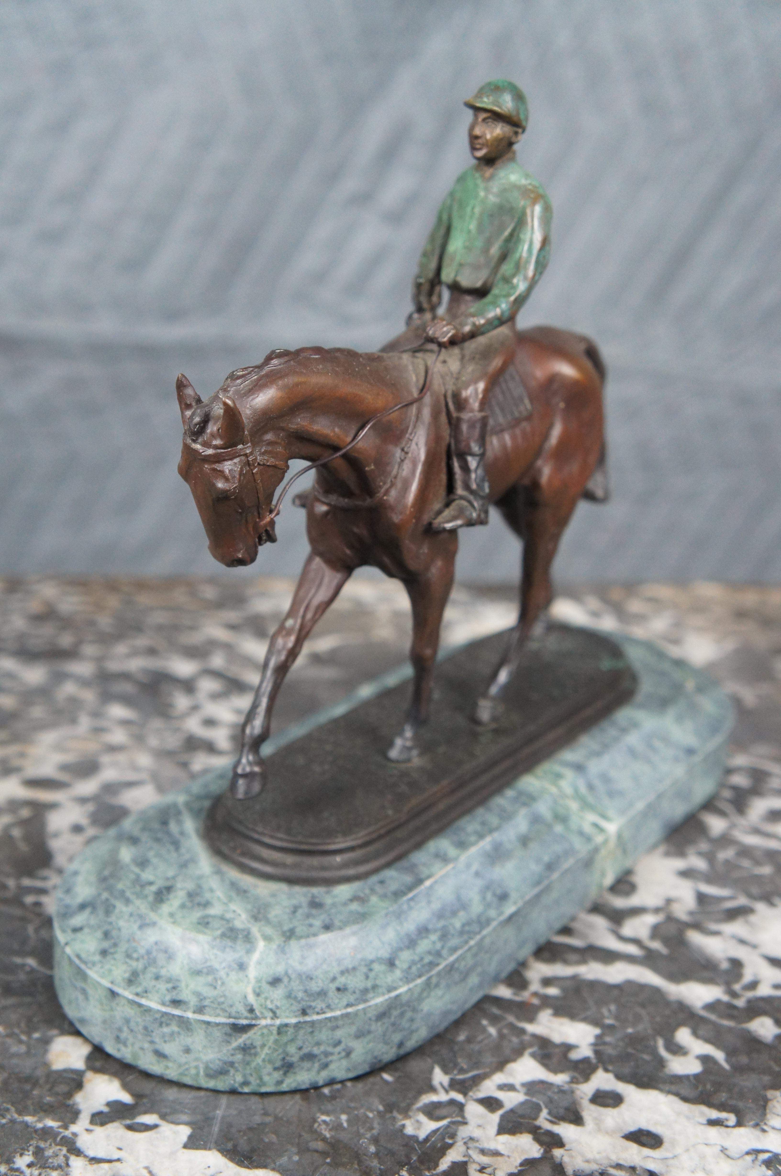 Bronze Horse Jockey Equestrian Racing Trophy Statue After Pierre Jules Mene 10