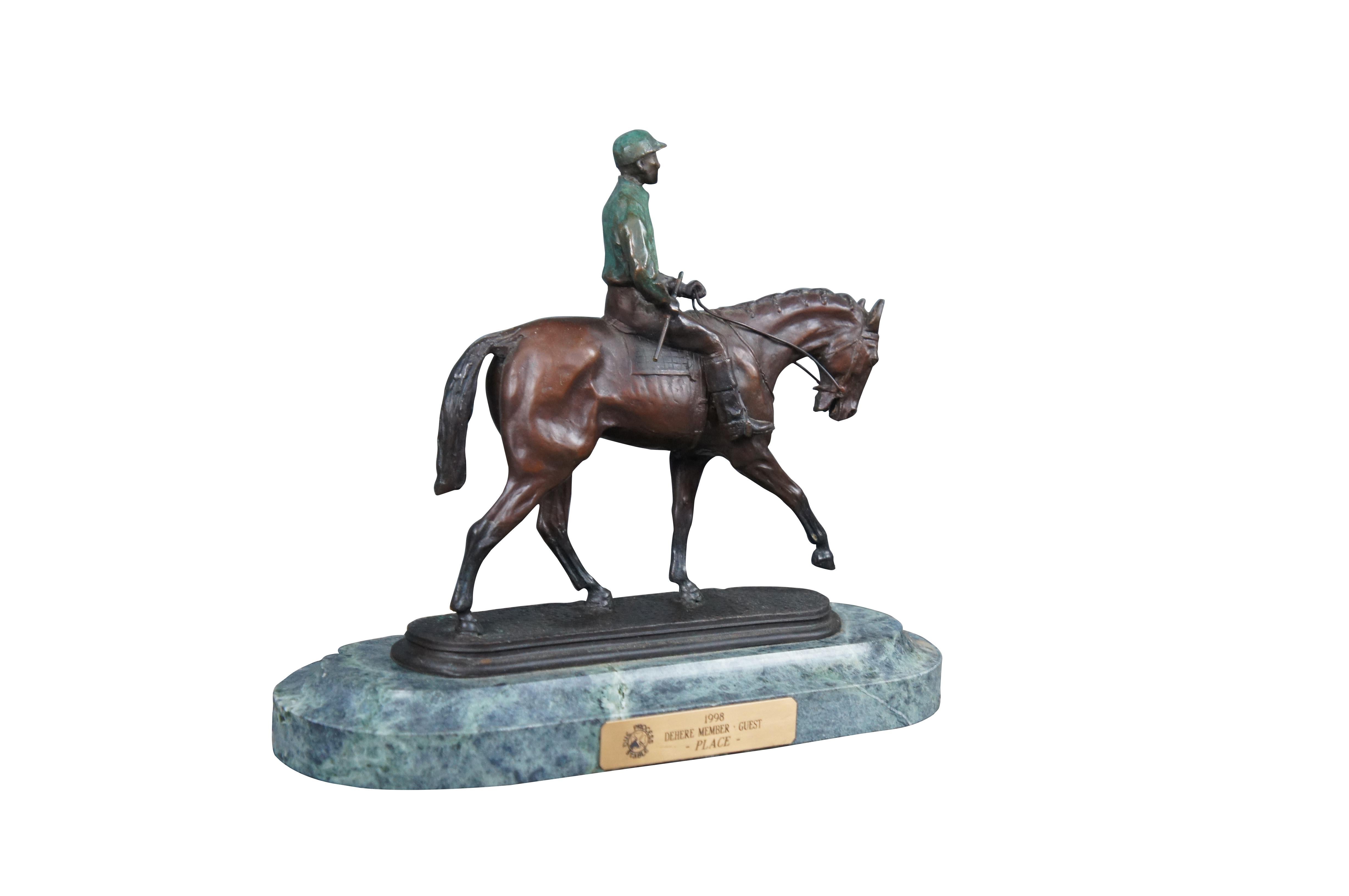 Vintage horse trophy / statue / sculpture. Made of bronze featuring an oval marble base and plaque from the Dehere Member Guest tournament at Due Process Golf Club and Stables in Colts Neck New Jersey. 

Pierre-Jules Mêne (25 March 1810 – 20 May