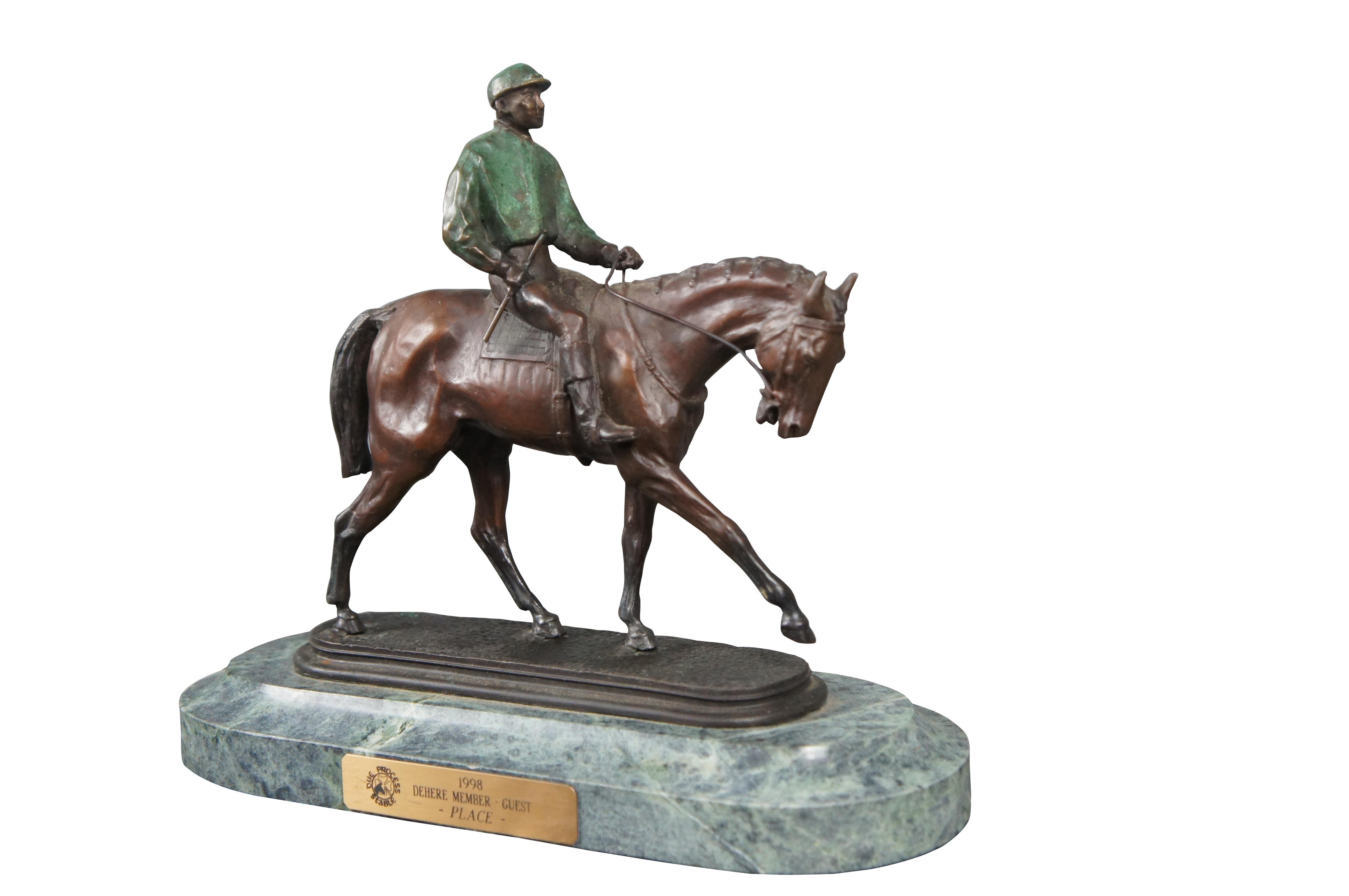 Classique américain Statue de cheval de course équestre Jockey en bronze d'après Pierre Jules Mene 10