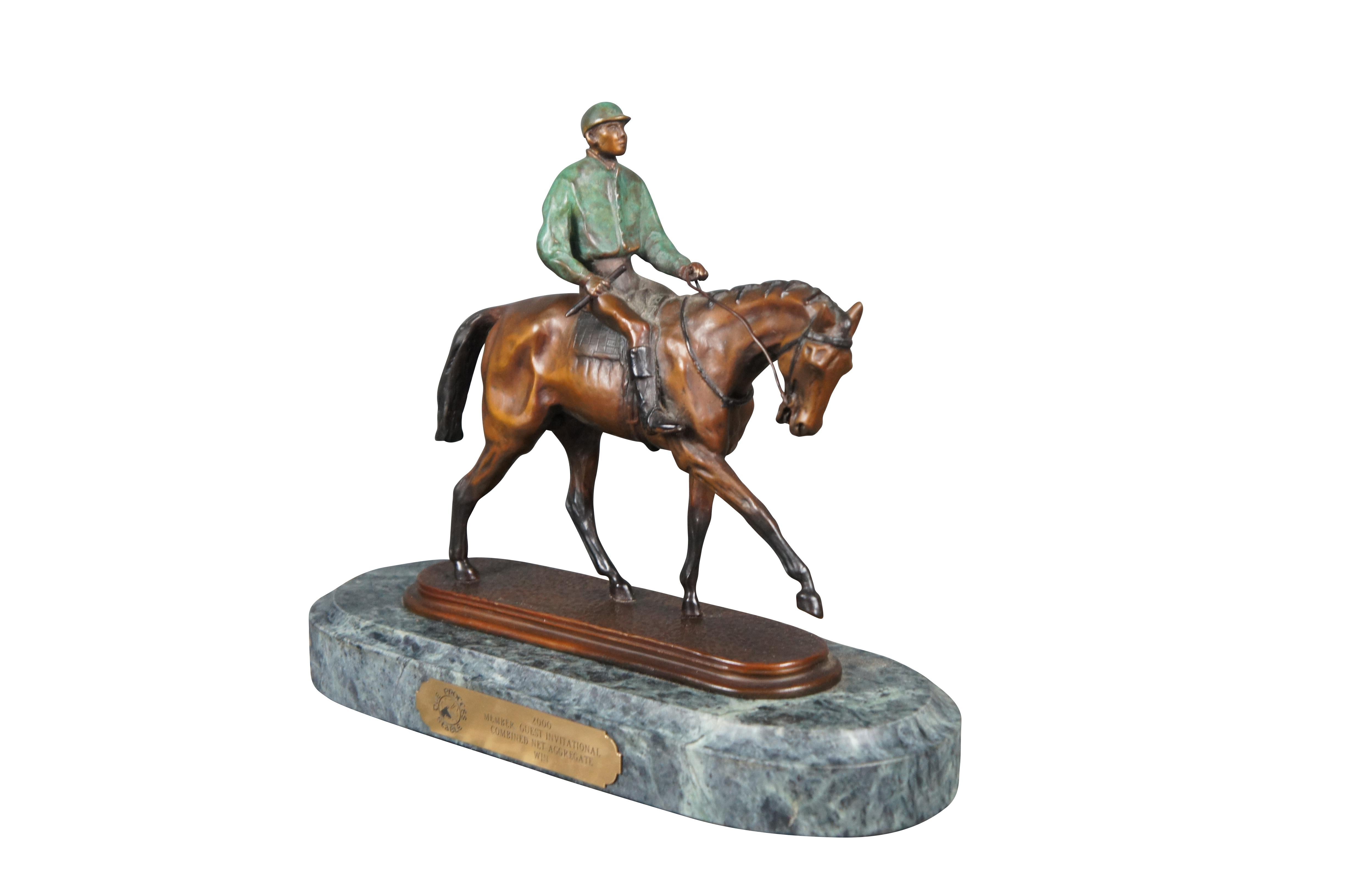 American Classical Bronze Horse Jockey Equestrian Racing Trophy Statue After Pierre Jules Mene 10