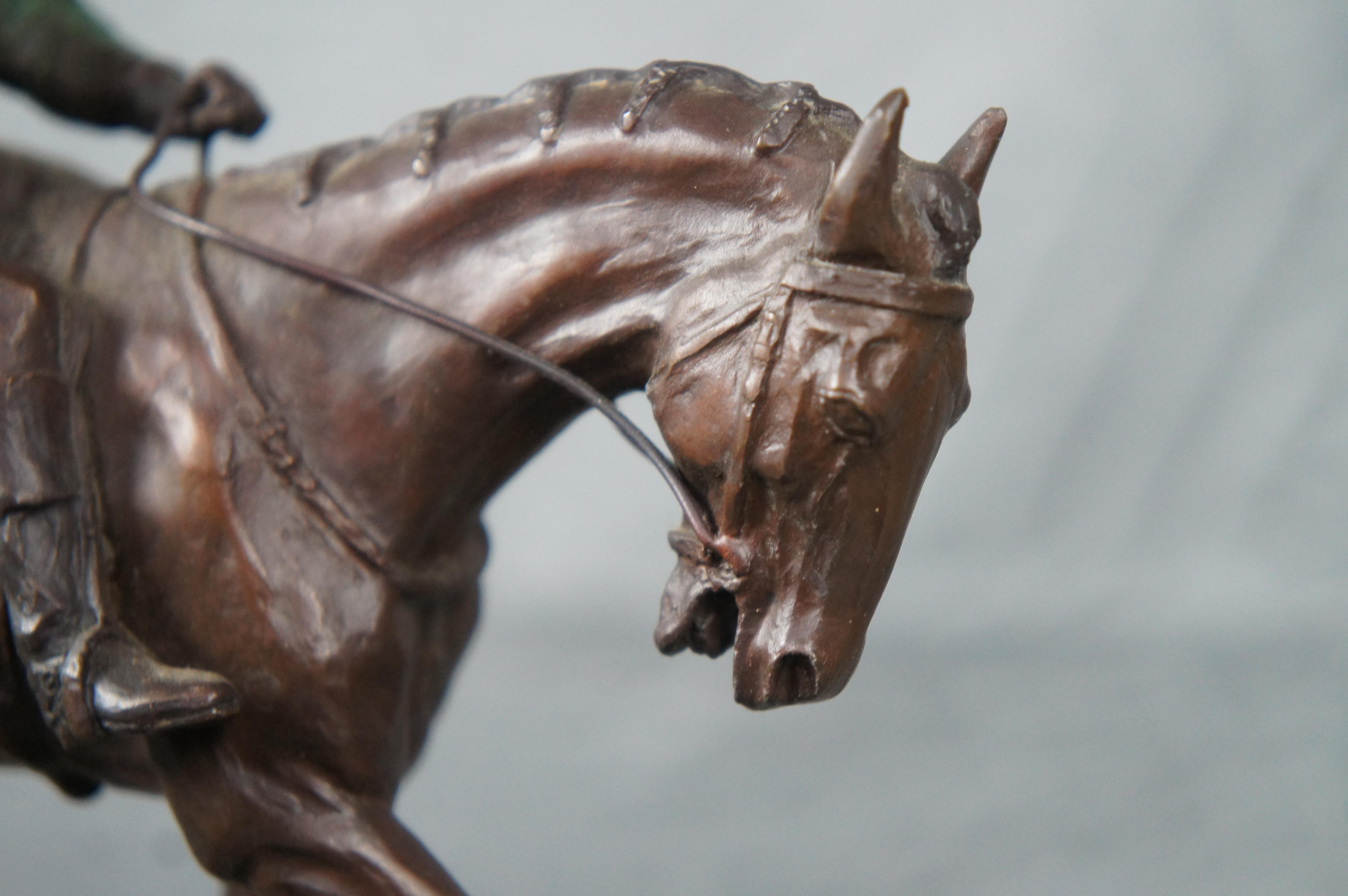 Bronze Statue de cheval de course équestre Jockey en bronze d'après Pierre Jules Mene 10