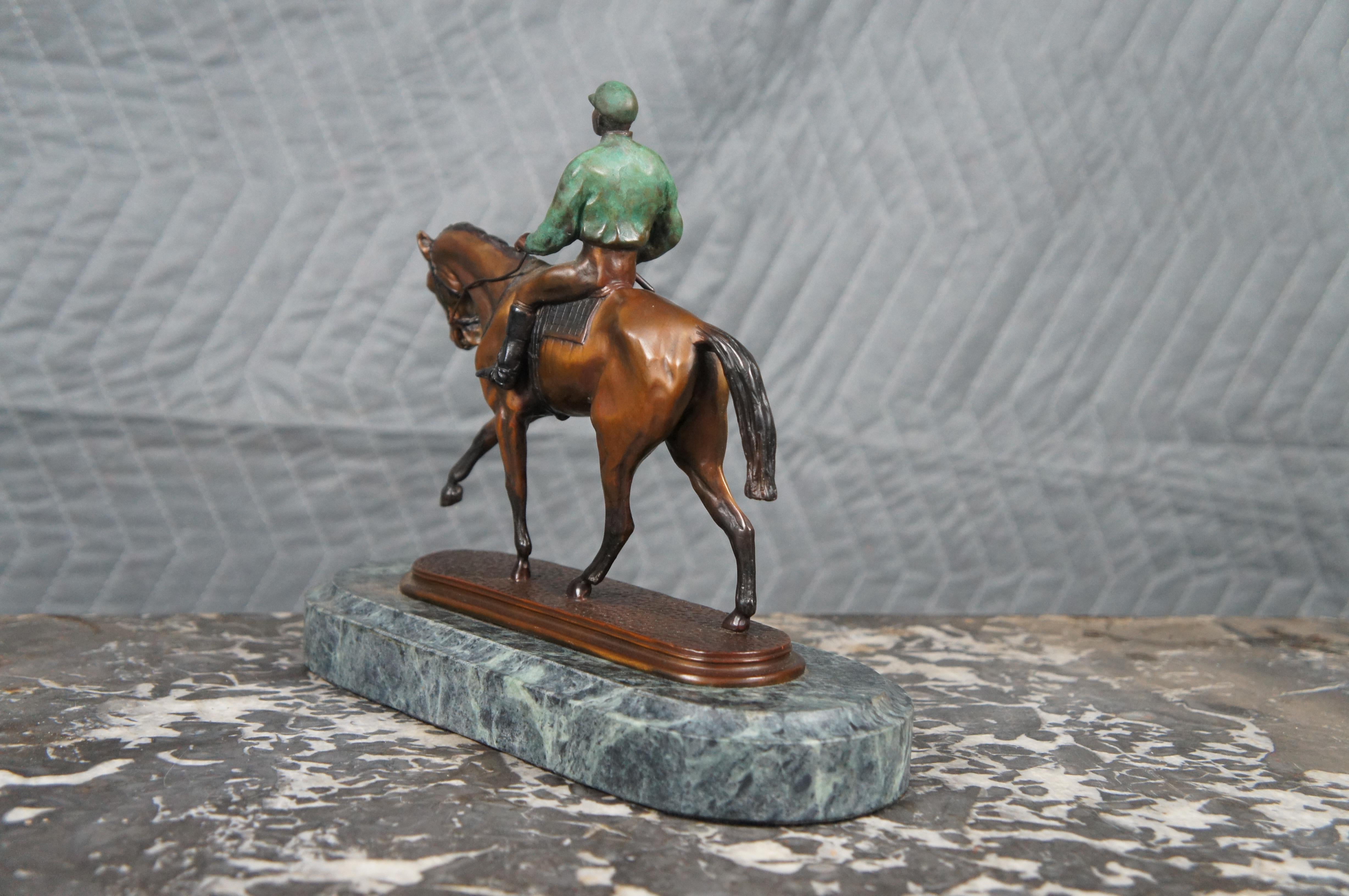 Bronze Horse Jockey Equestrian Racing Trophy Statue After Pierre Jules Mene 10