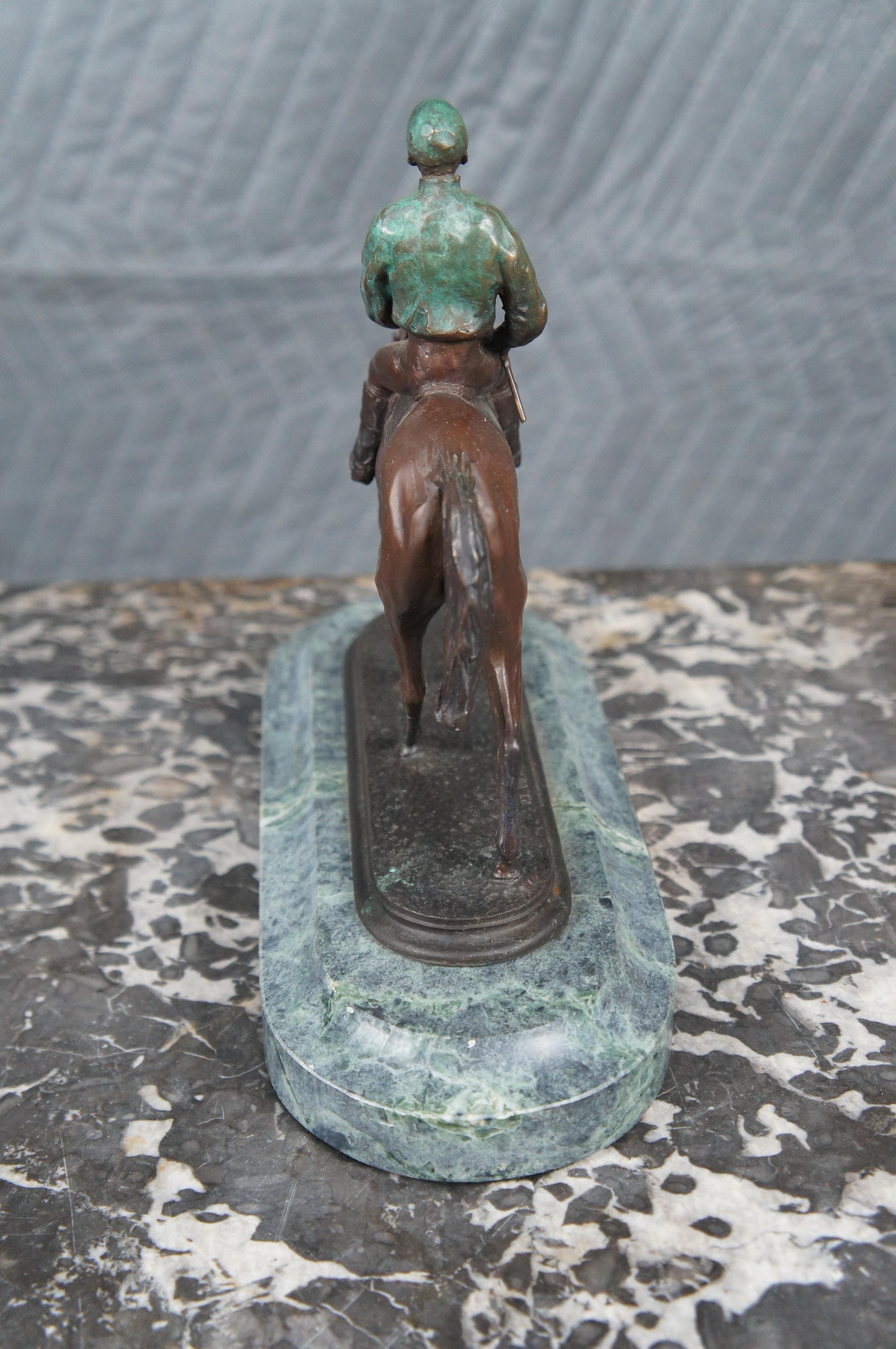 Statue de cheval de course équestre Jockey en bronze d'après Pierre Jules Mene 10