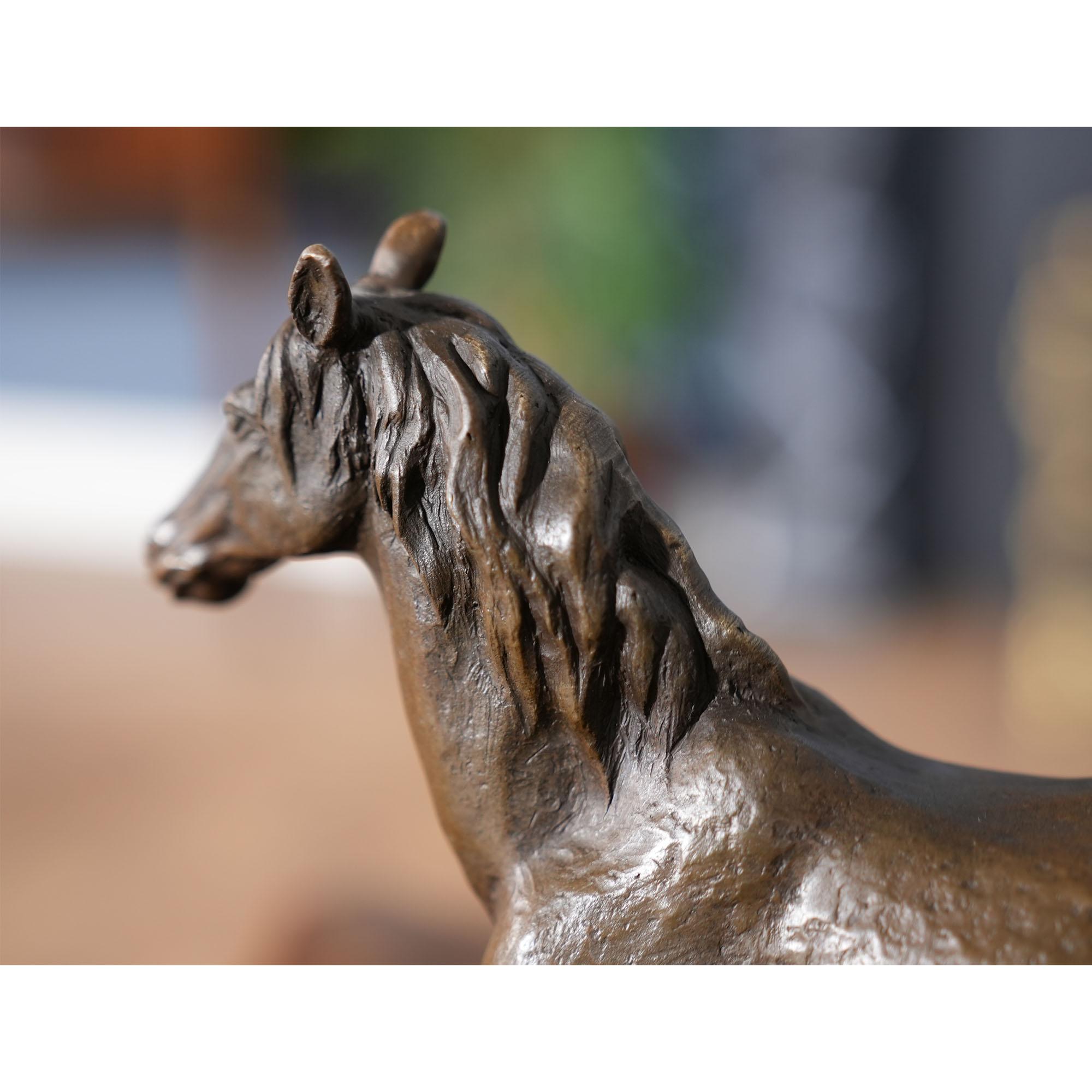 Contemporary Bronze Horse on Marble Base For Sale