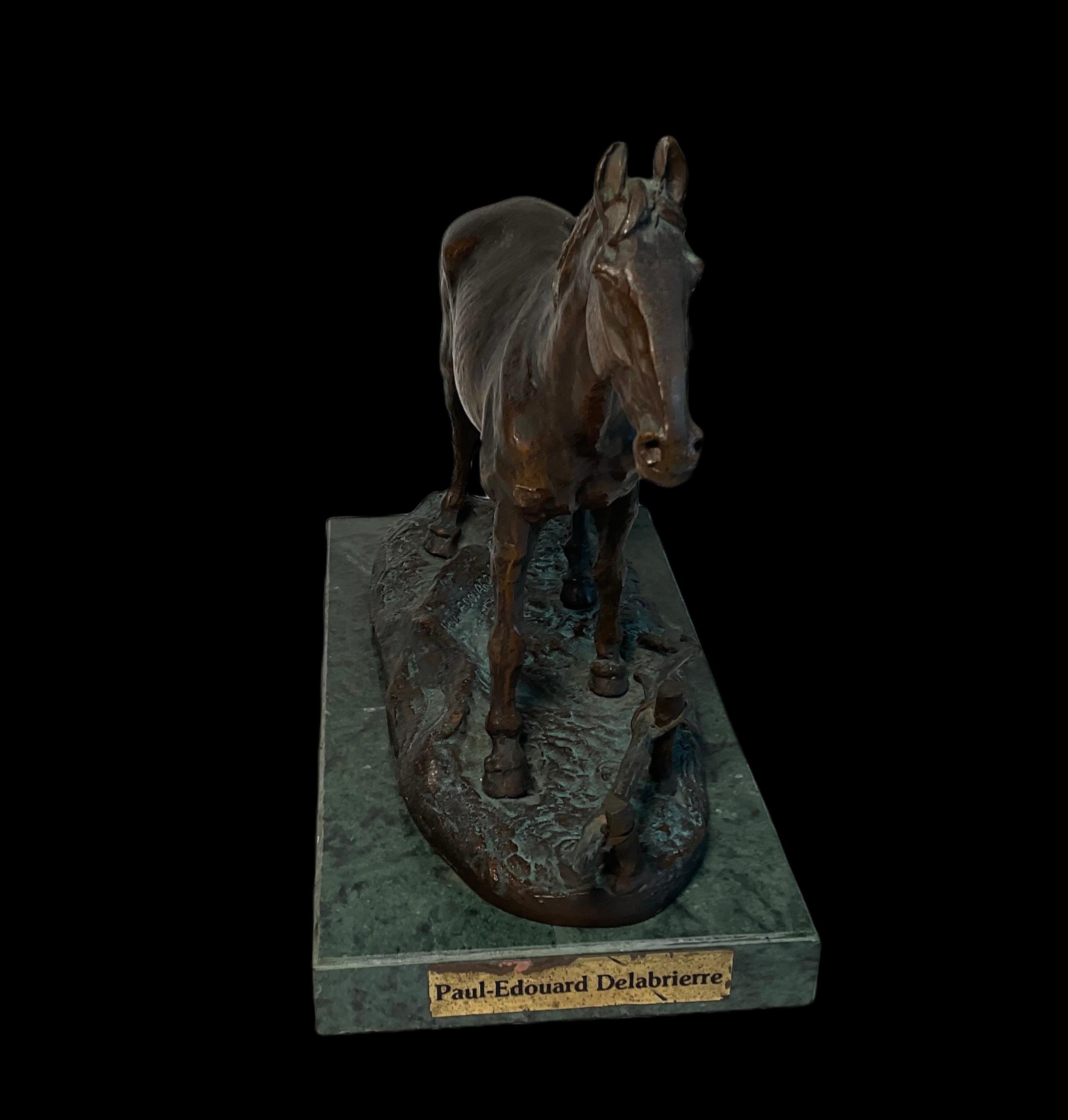 Country Bronze Horse Sculpture After Paul Edouard Delabrierre