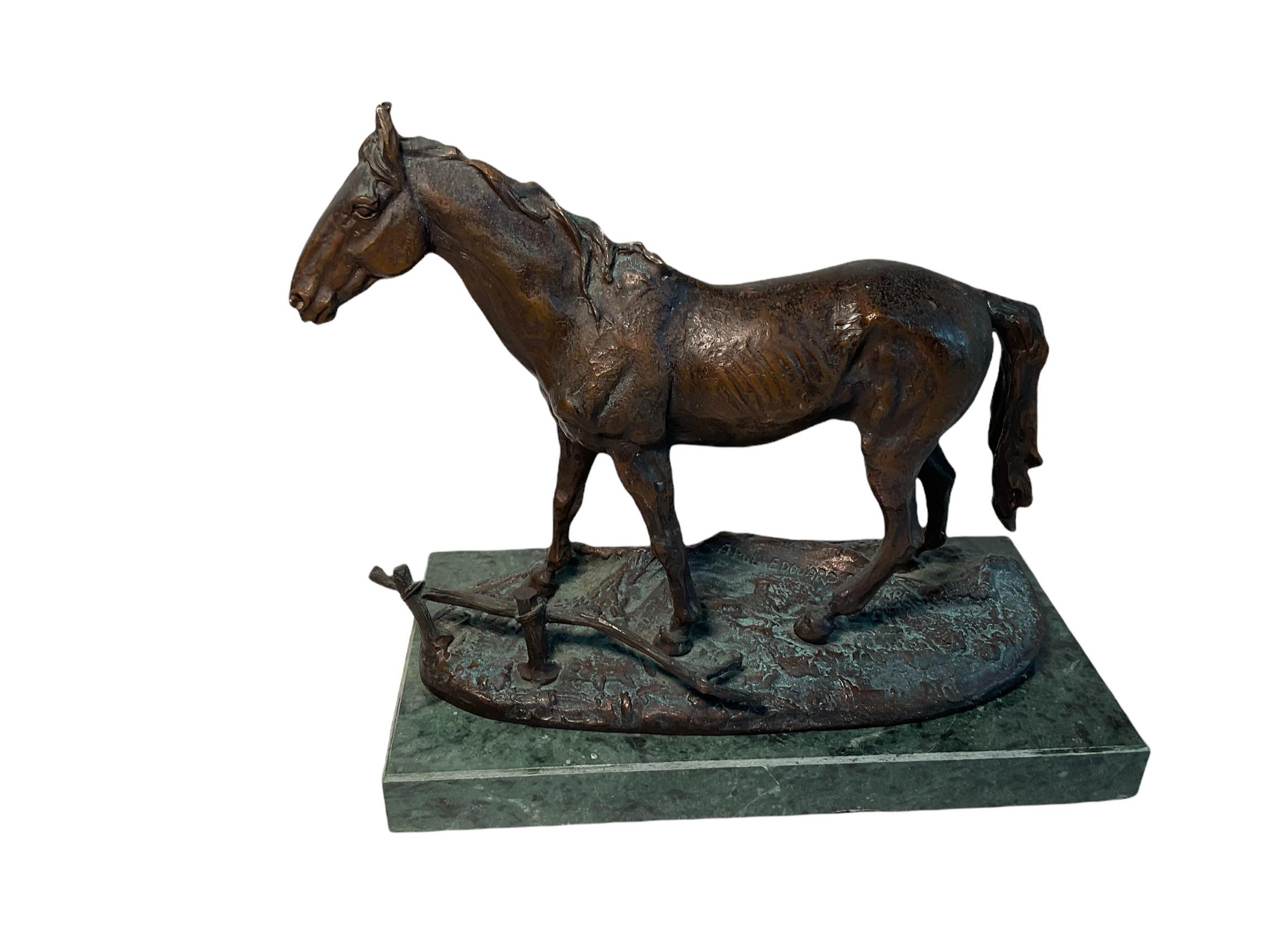 Molded Bronze Horse Sculpture After Paul Edouard Delabrierre