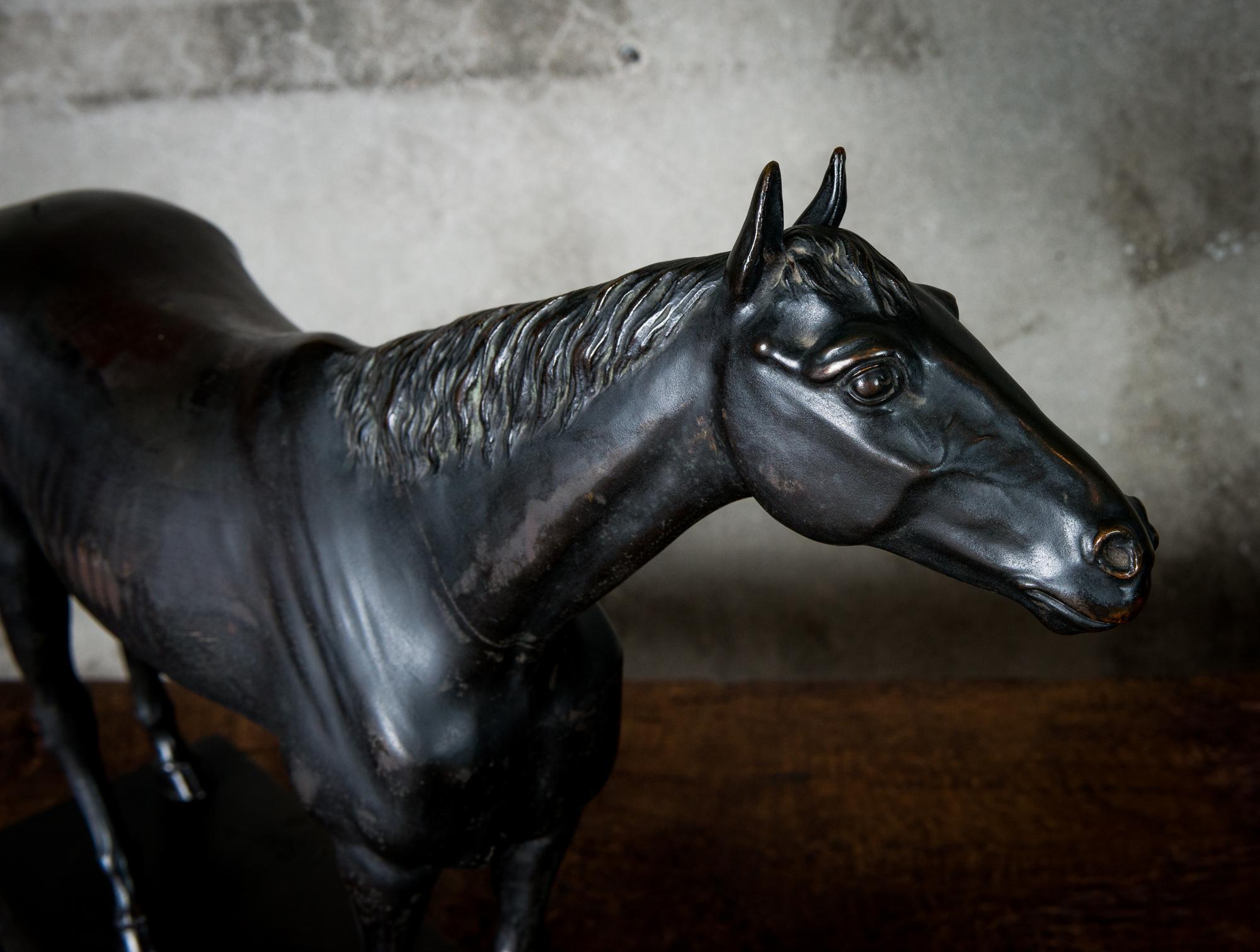 German Bronze Horse Sculpture by H. Schievelkamp