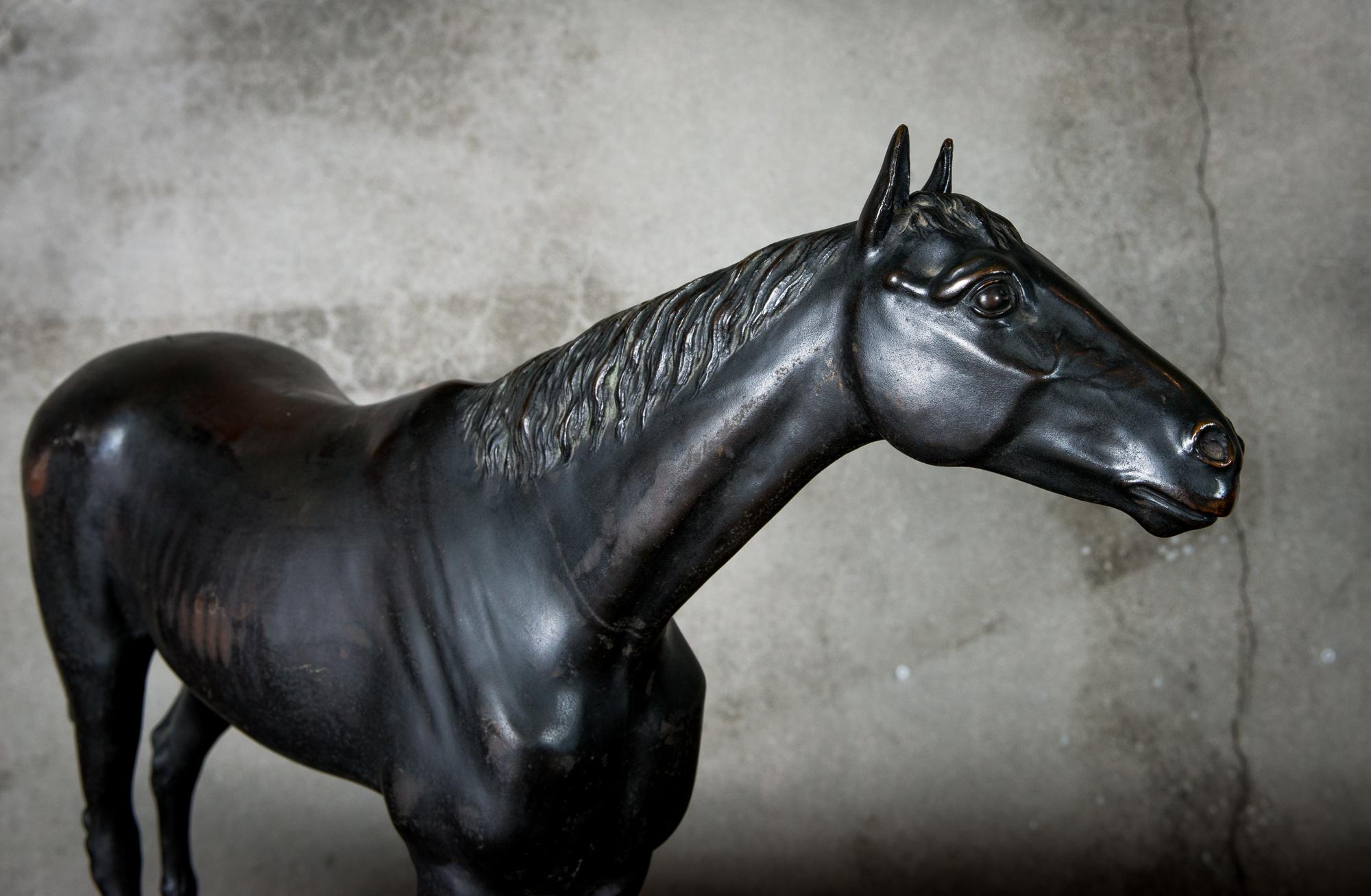 Bronze Horse Sculpture by H. Schievelkamp In Excellent Condition In Los Angeles, CA