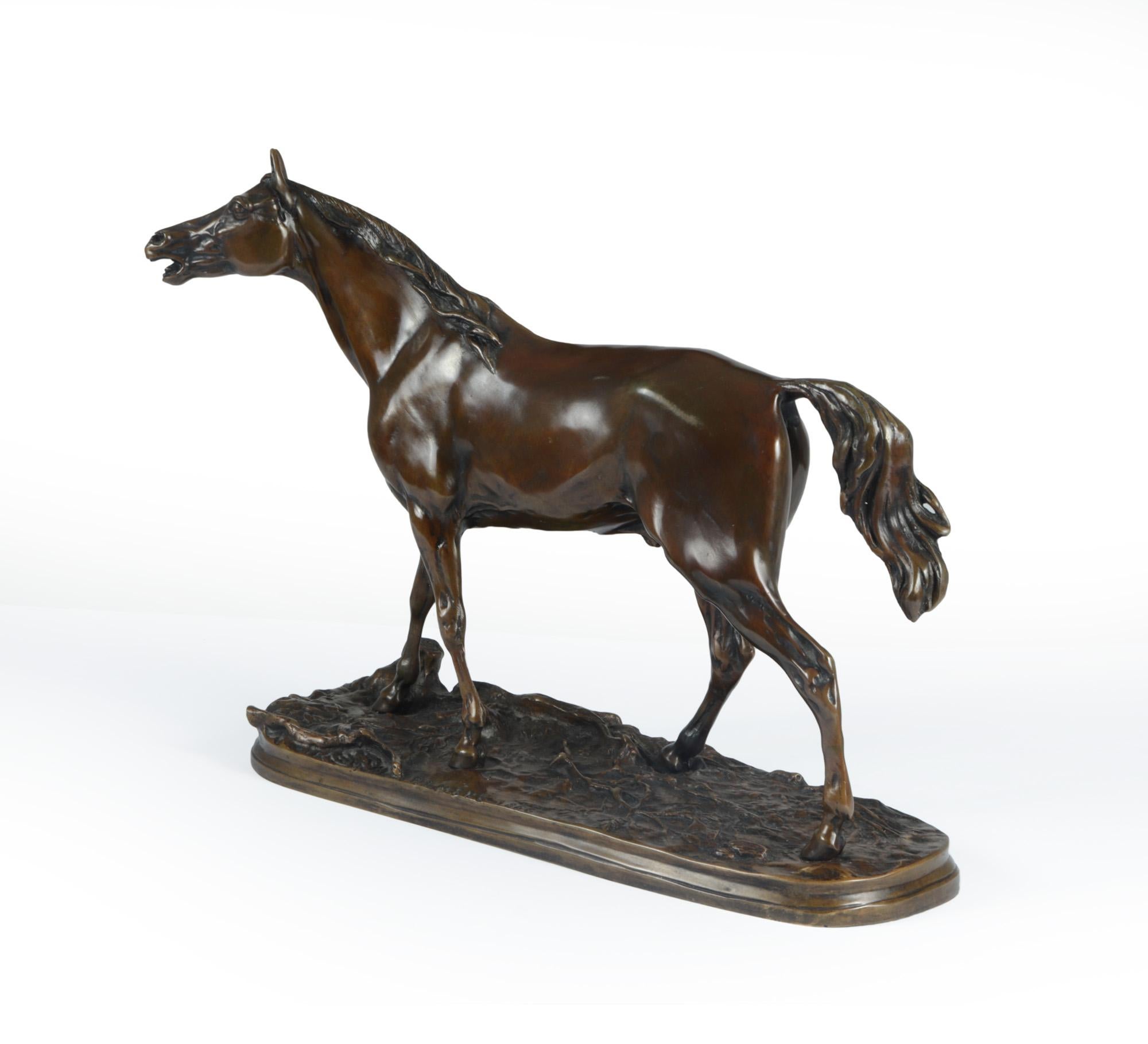 French Bronze Horse Sculpture by Mene, 1856