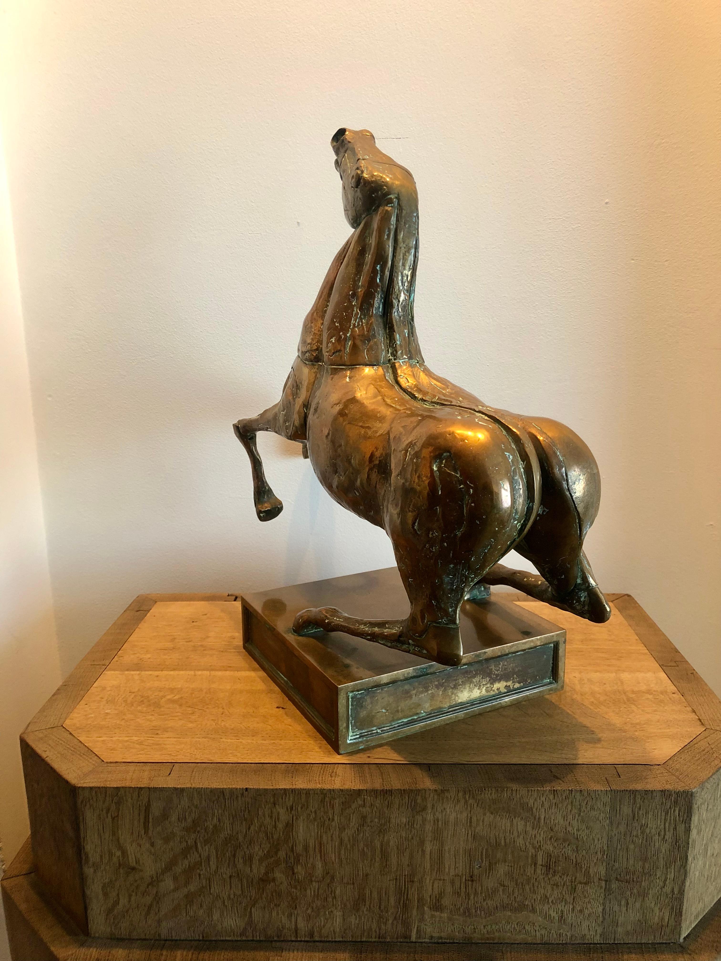 Italian Bronze Horse Sculpture by Miguel Berrocal For Sale