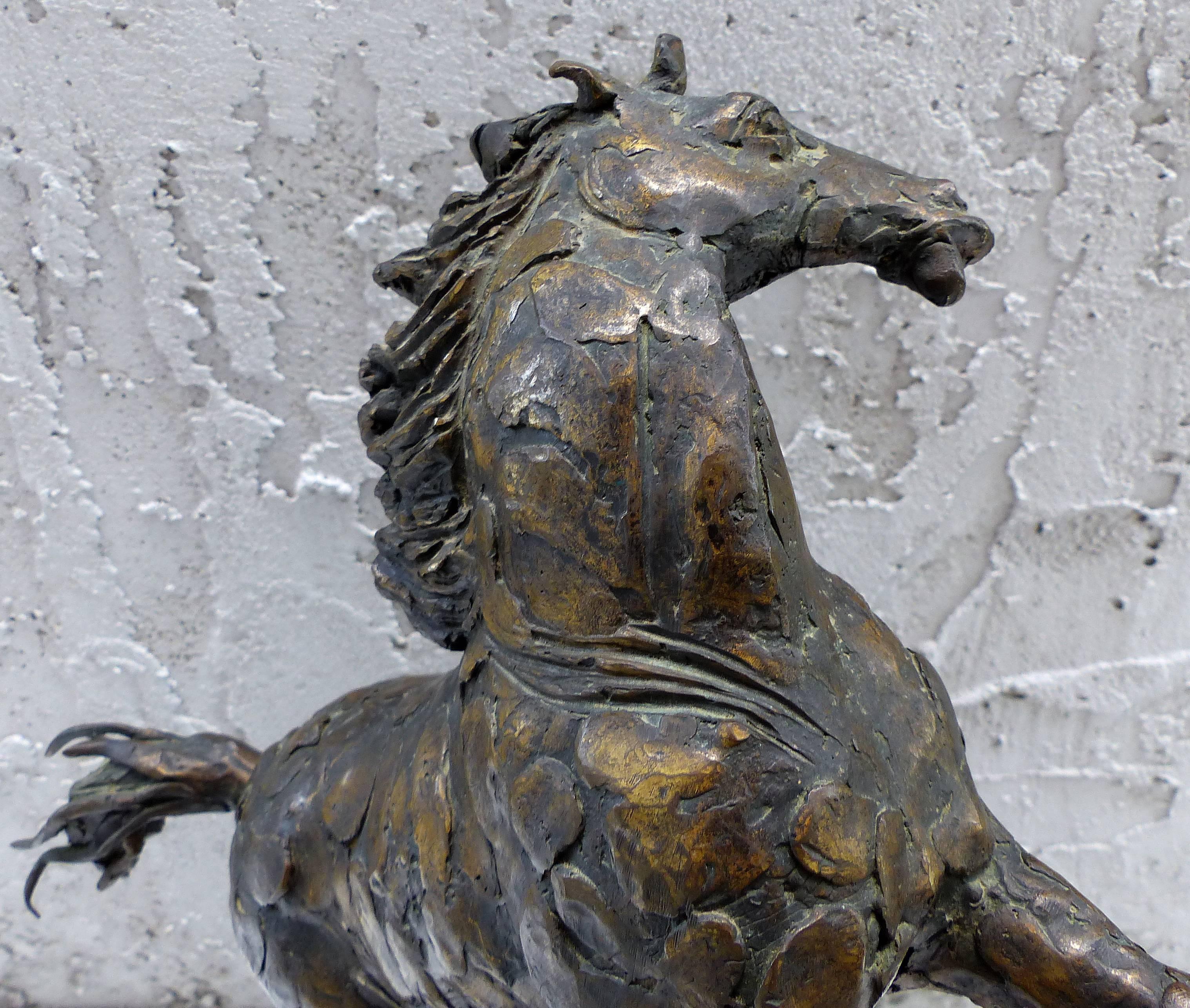 Marble Bronze Horse Sculpture by the Mexican Artist Heriberto Jaurez For Sale