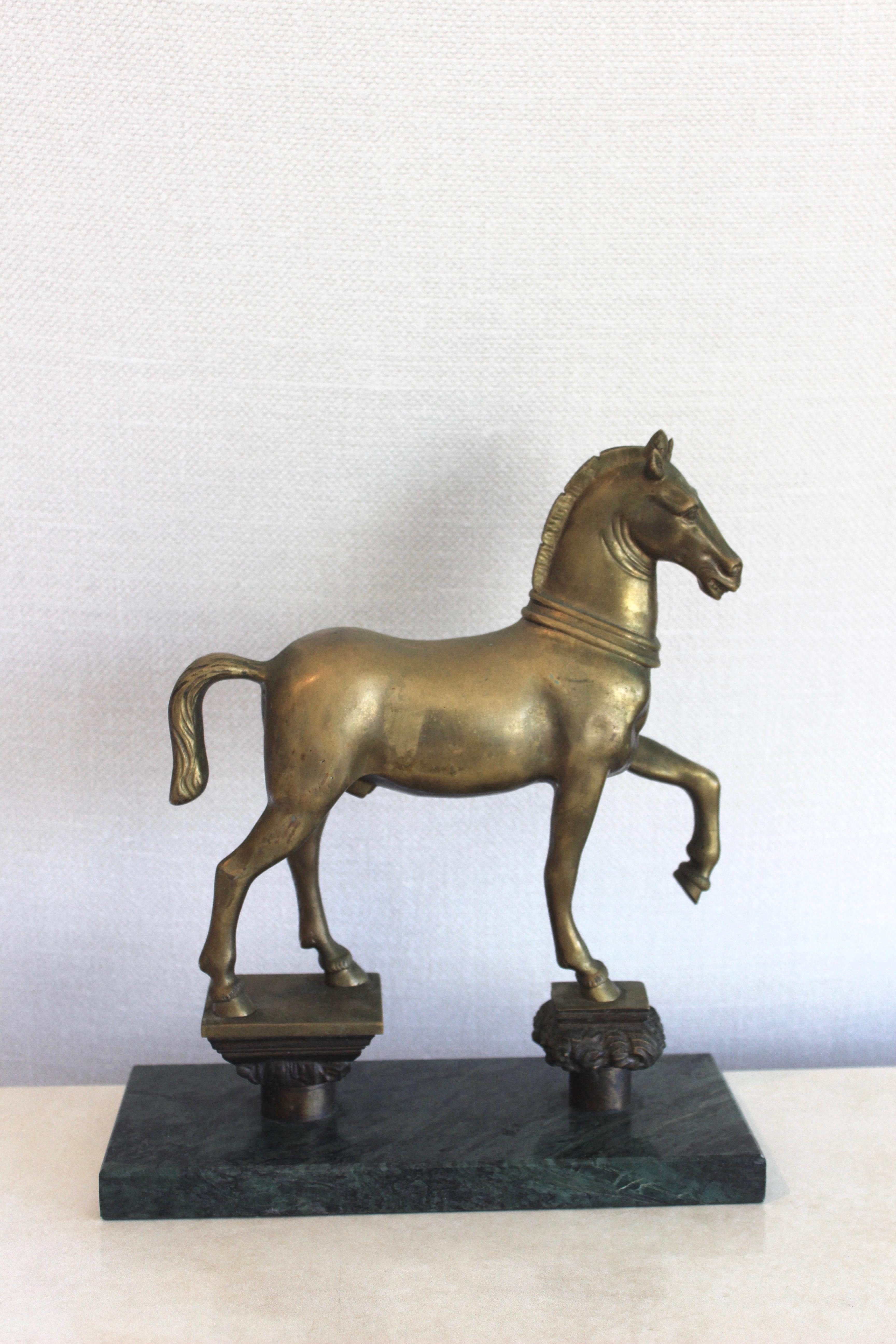 Bronze Horse Sculpture on Marble Base In Excellent Condition In East Hampton, NY