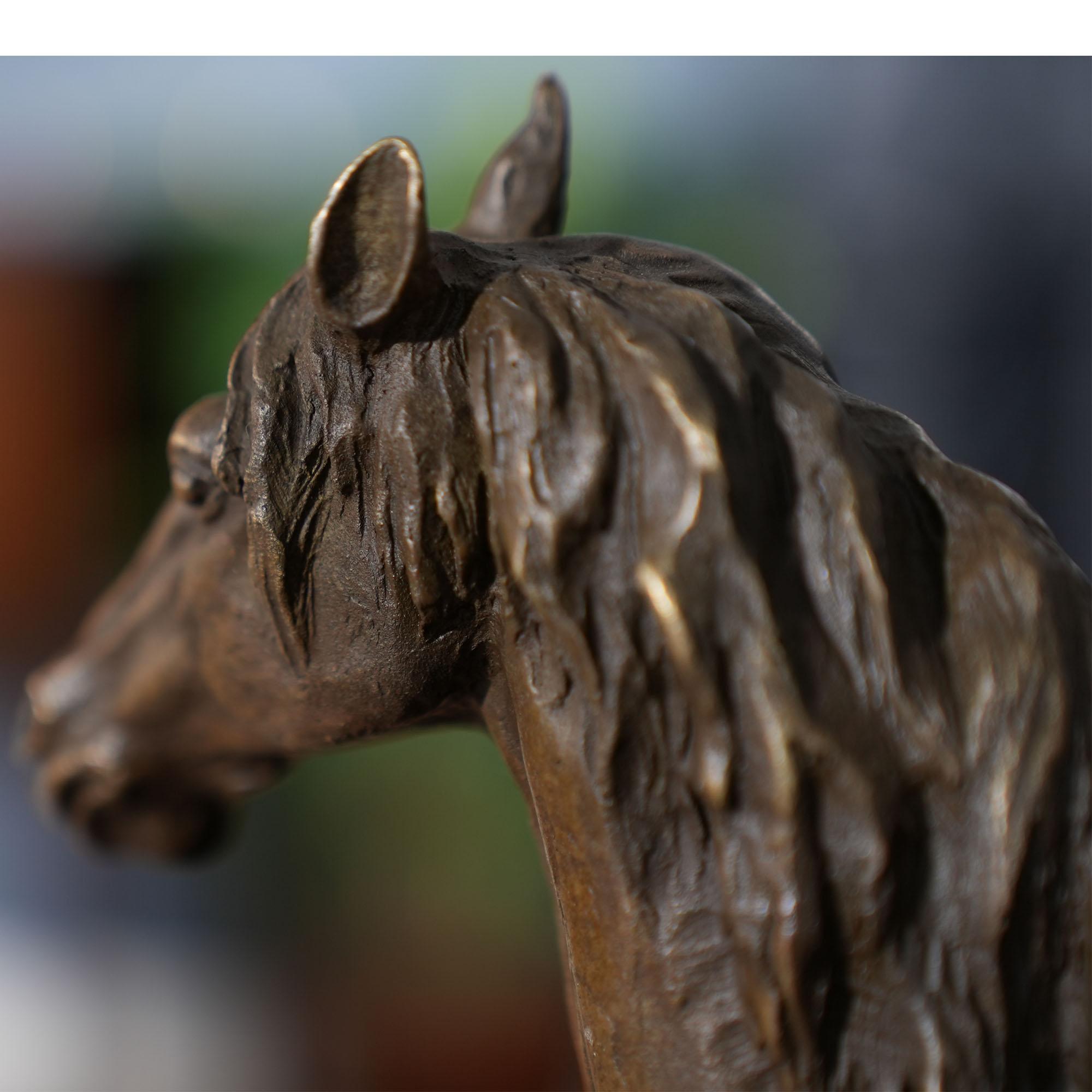 Bronze Horse Standing on Marble Base In New Condition For Sale In Annville, PA