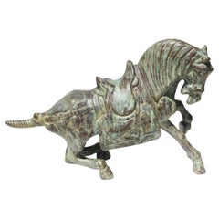 Sculpture vintage de cheval asiatique en bronze