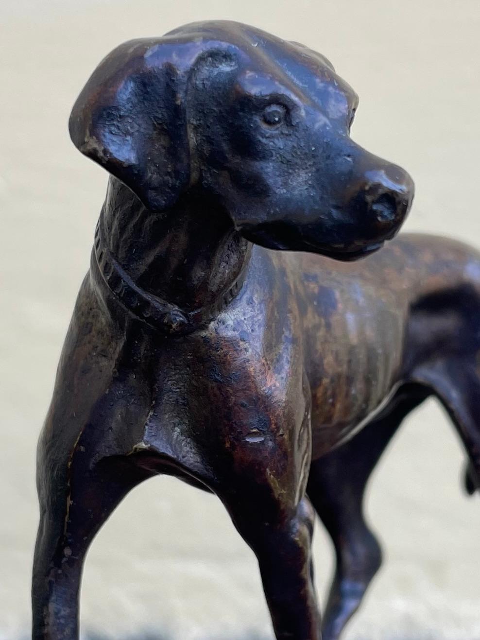 Français Sculpture de chien de chasse en bronze en vente