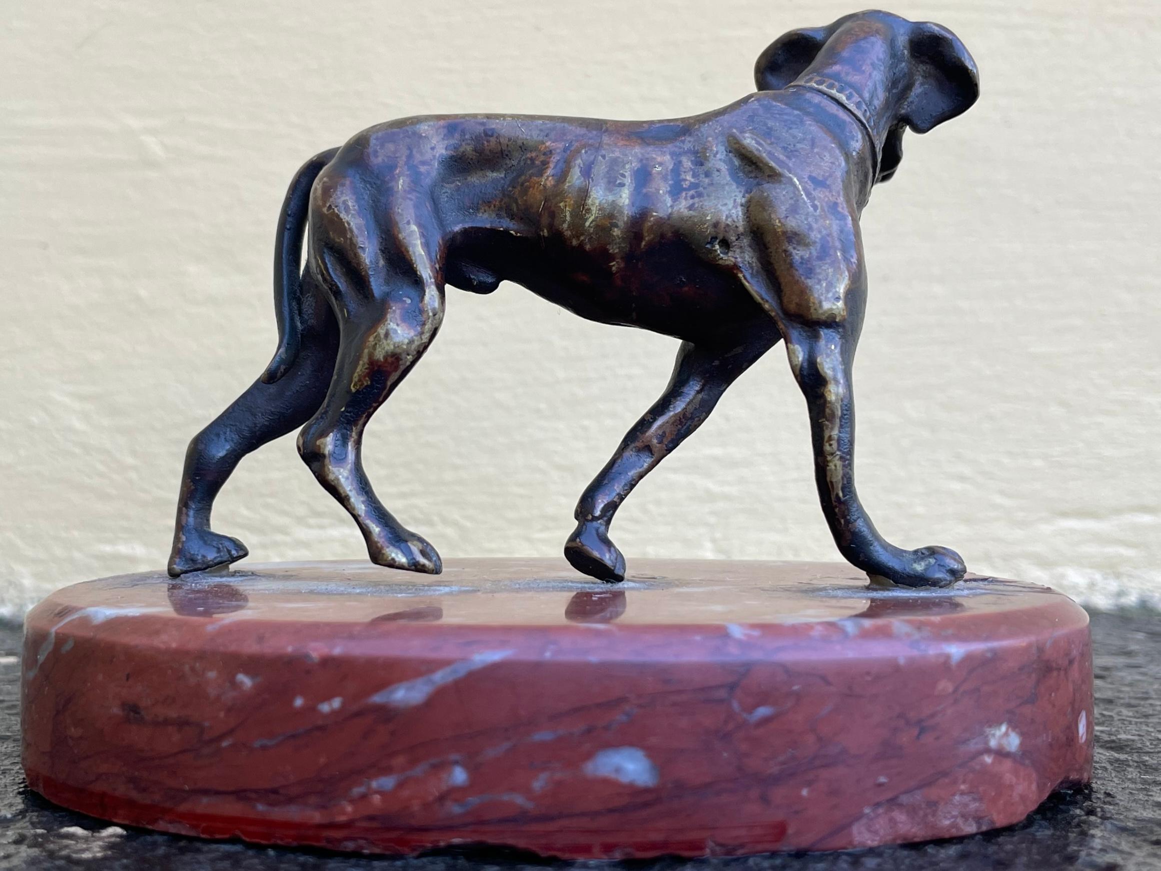 Bronze Hound Dog Sculpture In Good Condition For Sale In New York, NY