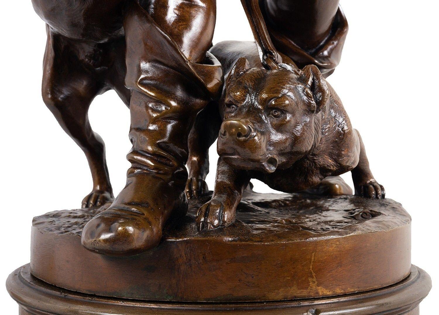 Bronzener Hundemann, von Henri Honoré Plé (Französisch) im Angebot