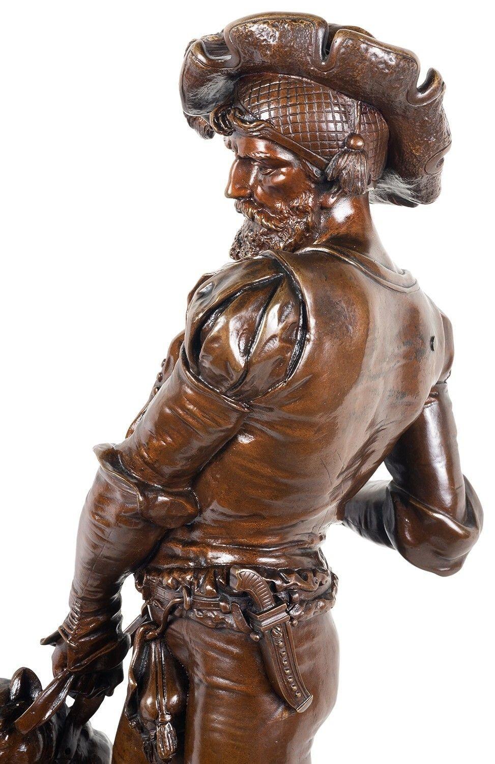 Patinated Bronze Houndsman, by Henri Honoré Plé For Sale