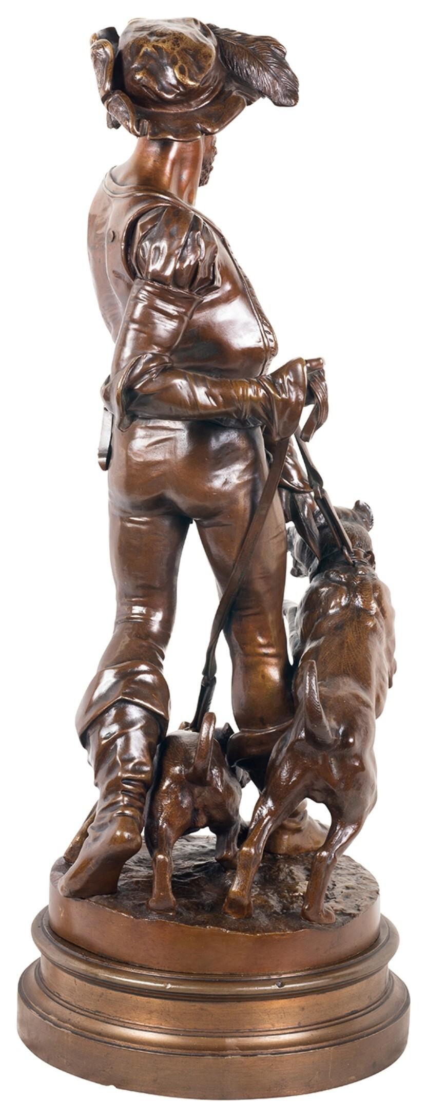19th Century Bronze Houndsman, by Henri Honoré Plé For Sale