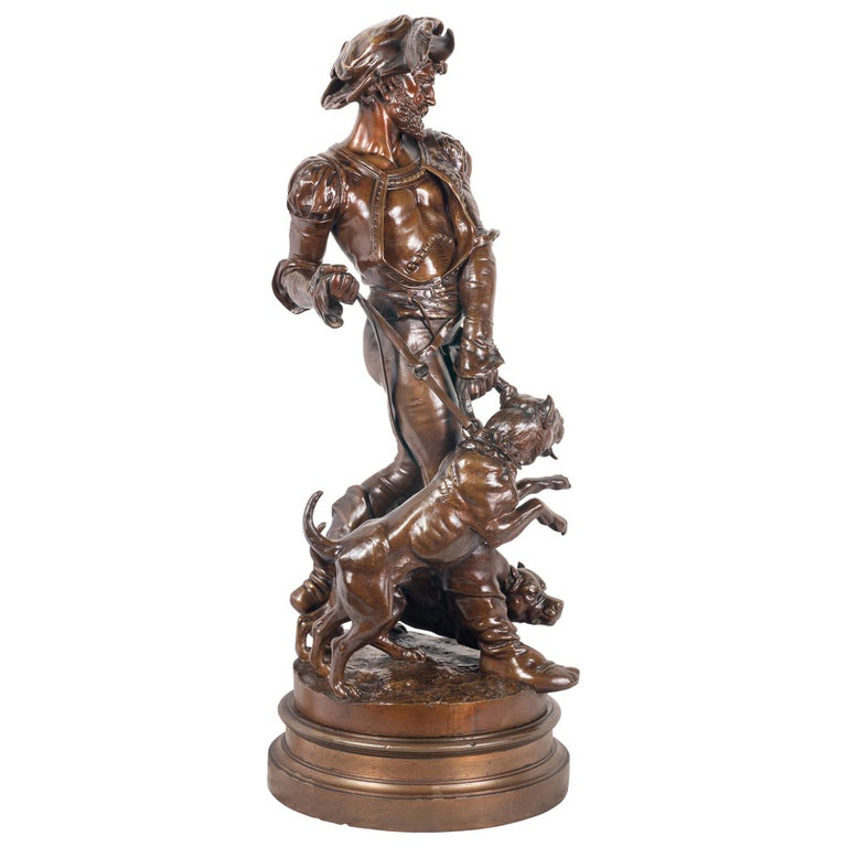 Bronze Houndsman, by Henri Honoré Plé For Sale
