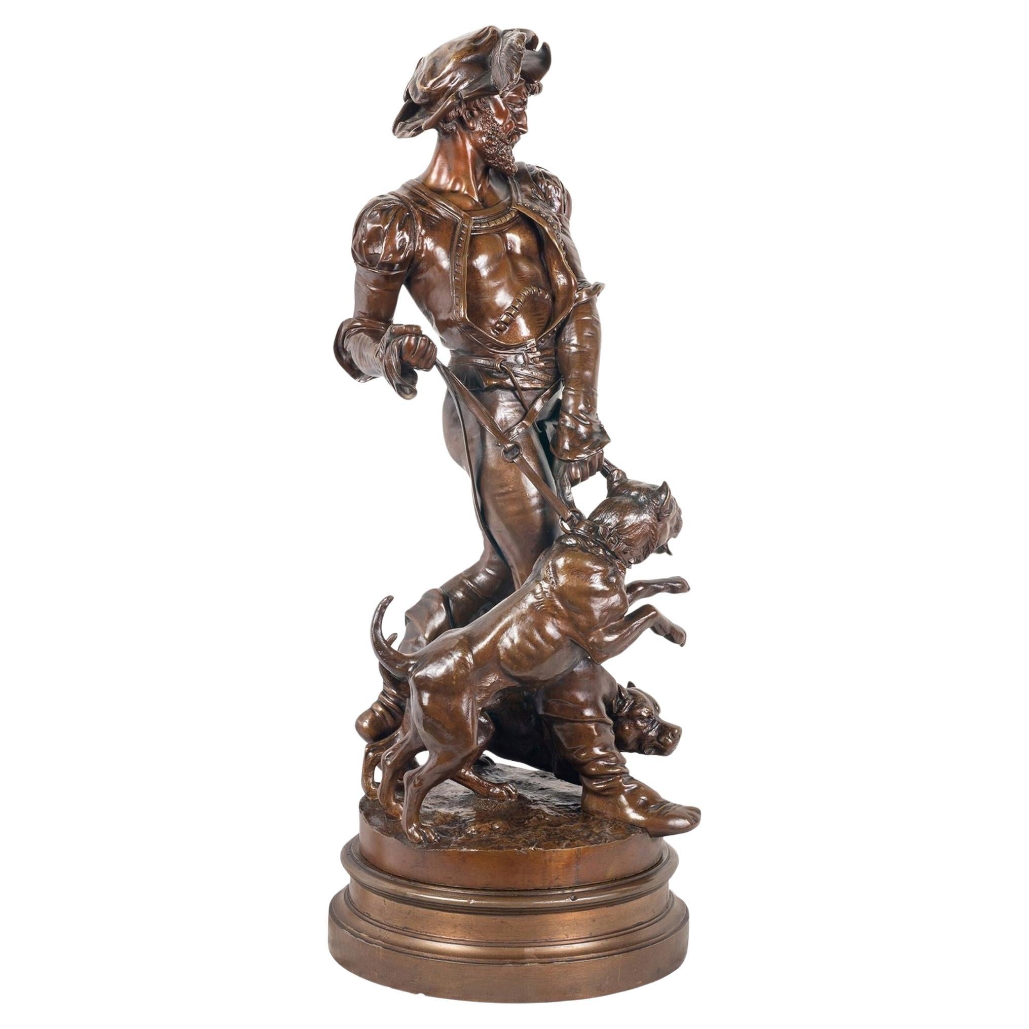 Bronzener Hundemann, von Henri Honoré Plé im Angebot