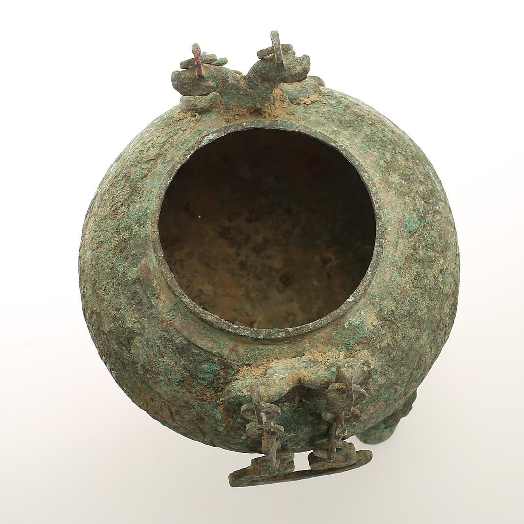 Metal Bronze Hu Ceremonial Vessel Chinese Han Dynasty with Cover