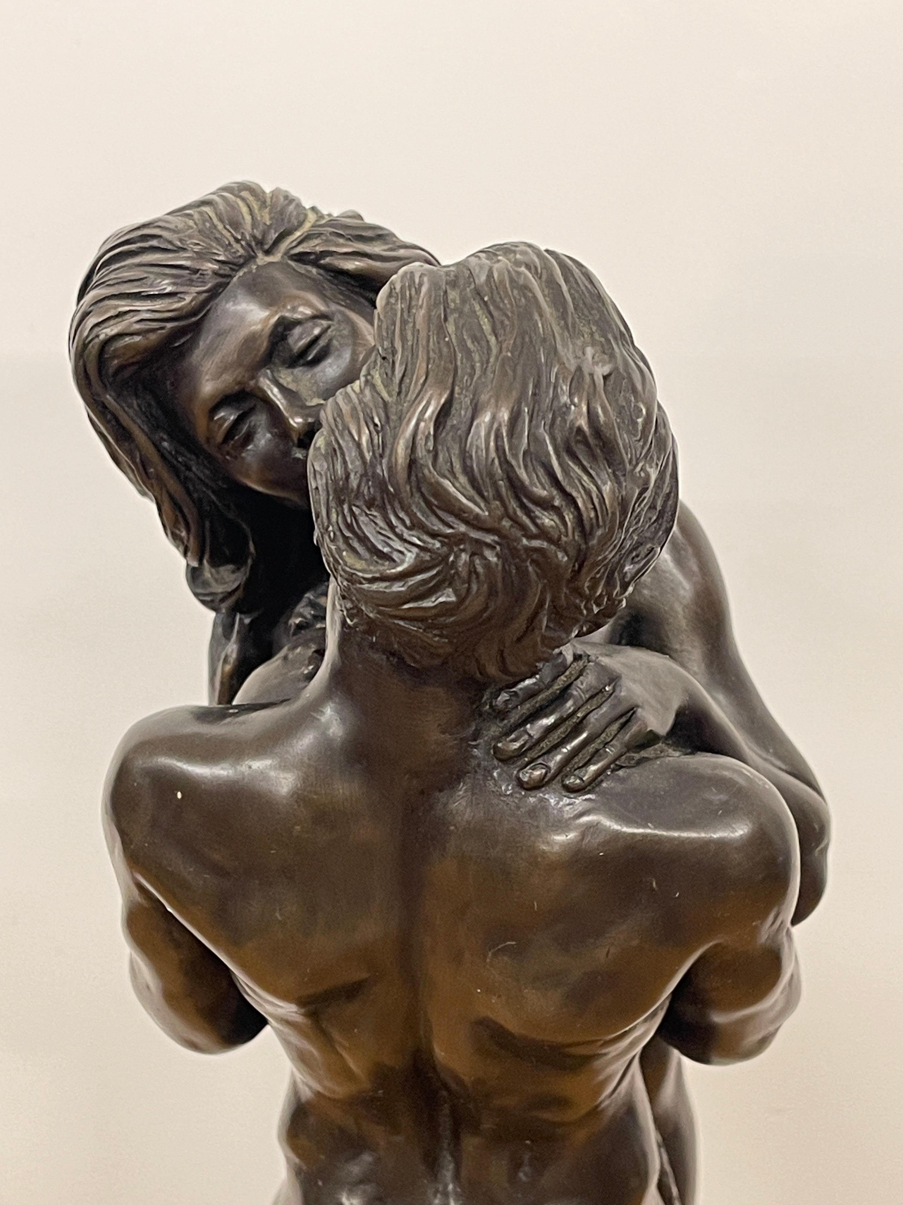 Début du 20ème siècle Bronze Erotic Human Sculpture Home Décor Busts Antique Standing Couple Figure en vente