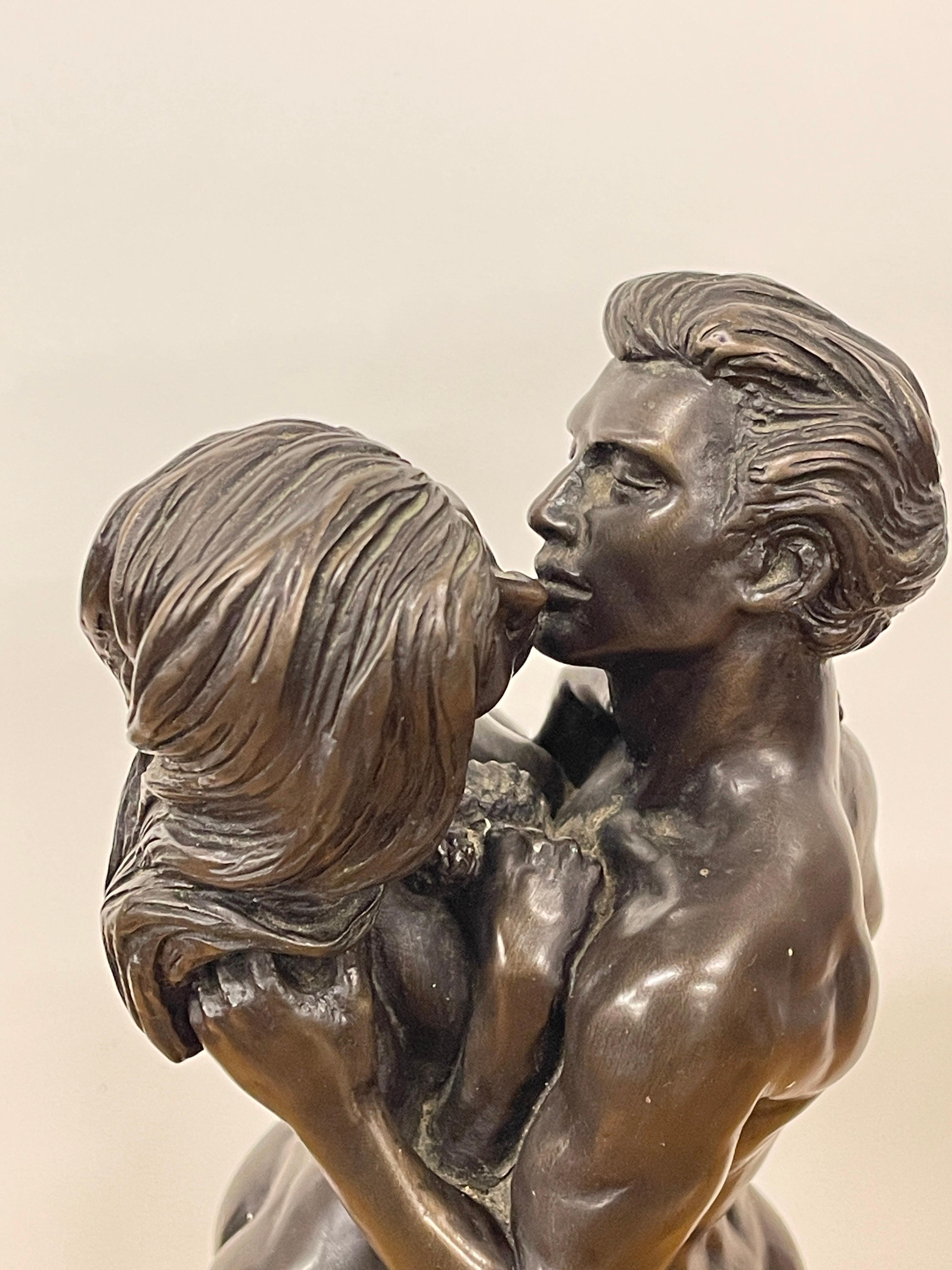 Métal Bronze Erotic Human Sculpture Home Décor Busts Antique Standing Couple Figure en vente