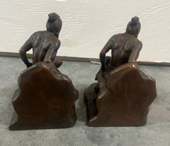 Bronze Indian & Dog Book Ends -Pair