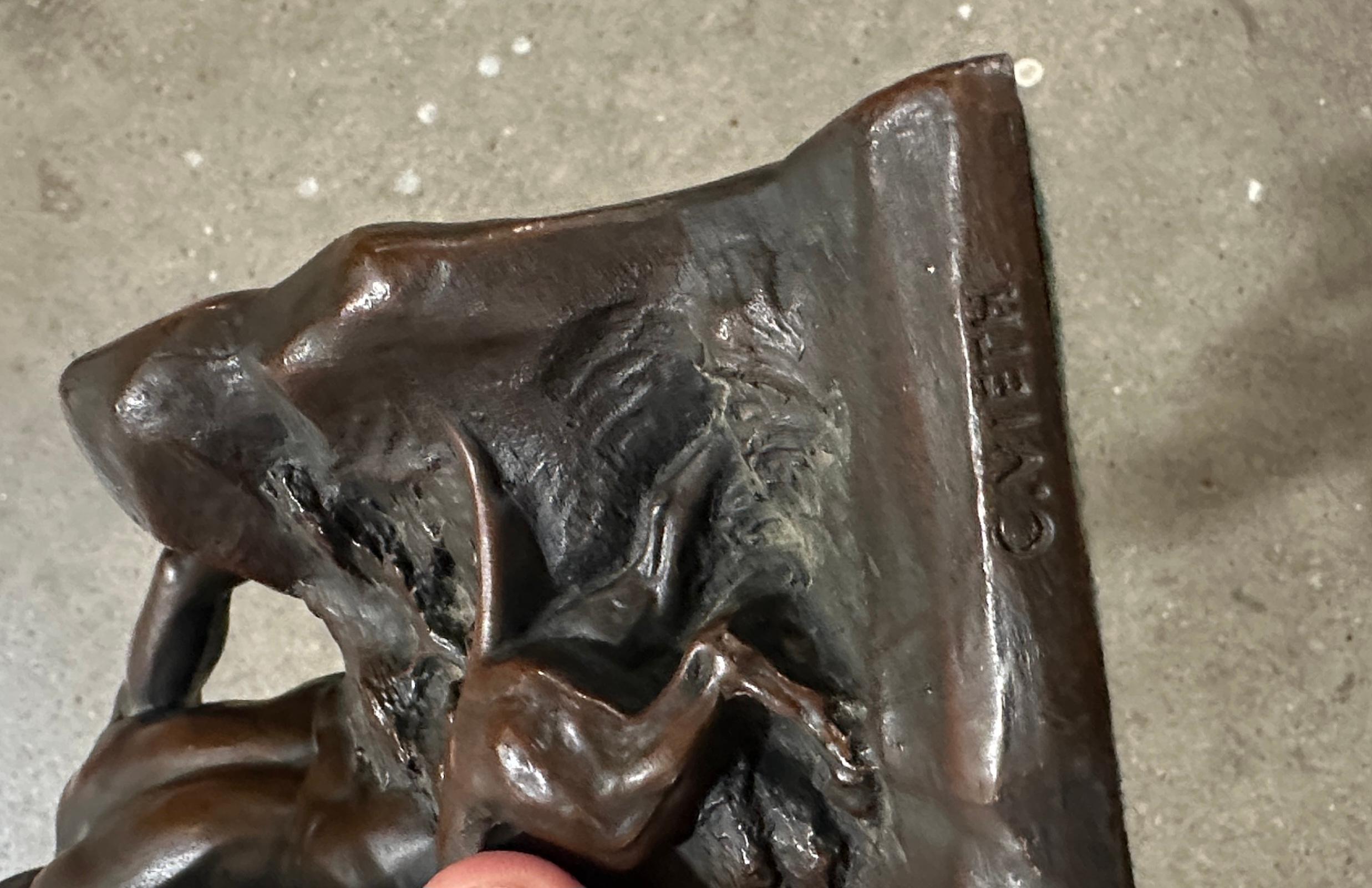 American Bronze Indian & Dog Book Ends -Pair For Sale