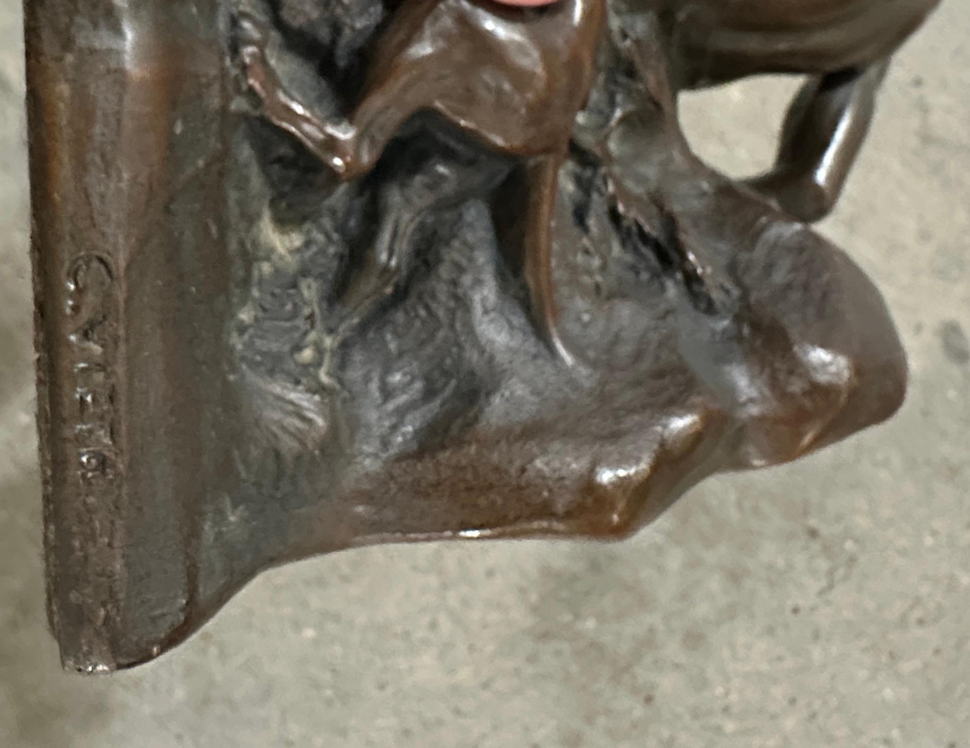 Hand-Crafted Bronze Indian & Dog Book Ends -Pair For Sale