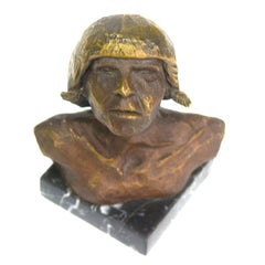 Bronze Indian Head from the Amazon Signed Bicata