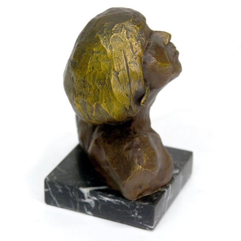 Bronze Indian Head from the Amazon Signed Bicata In Good Condition For Sale In Marseille, FR