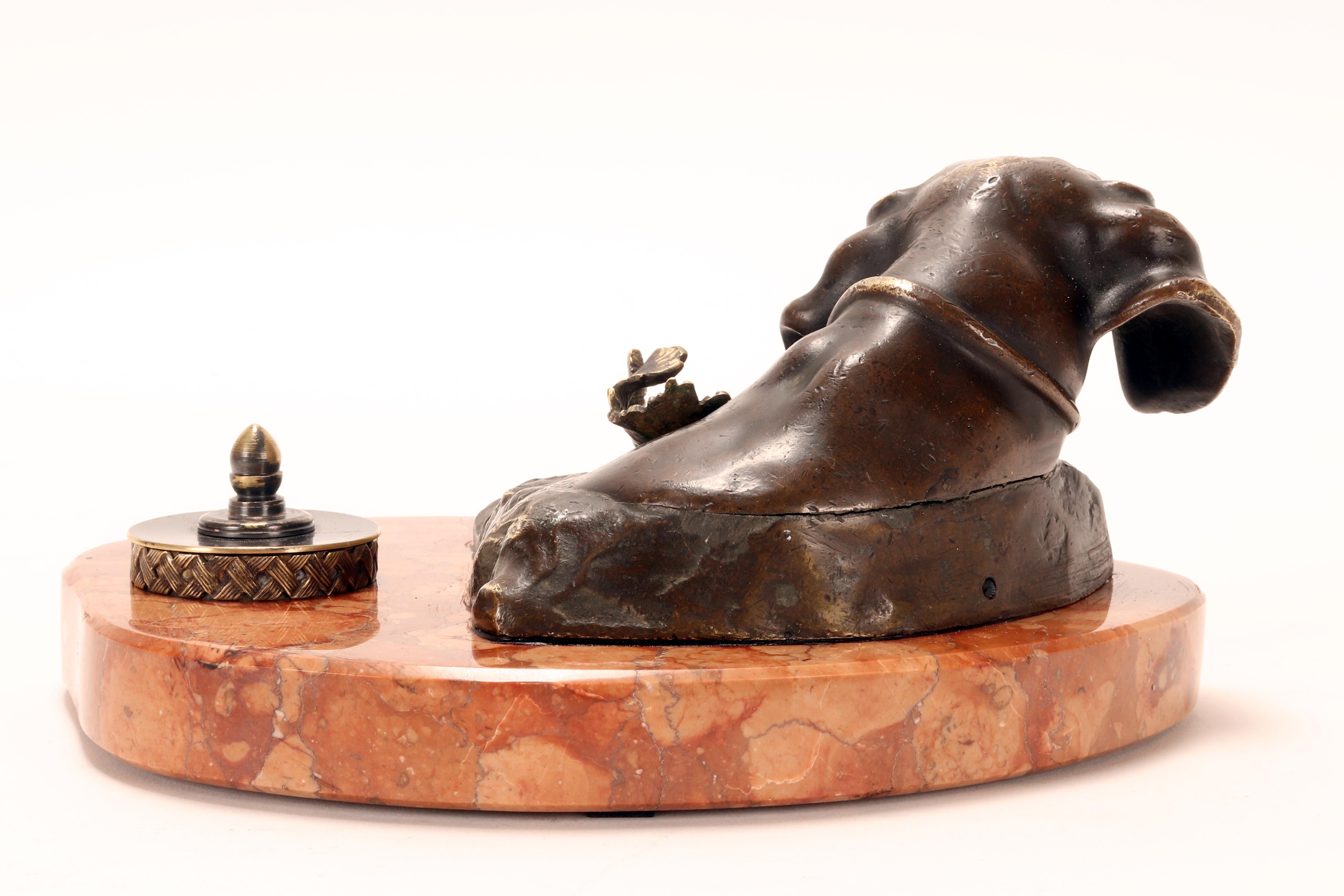 Tintenfass und Federhalter aus Bronze, Dackel, von Anton Puchegger, Österreich 1890 im Angebot 1