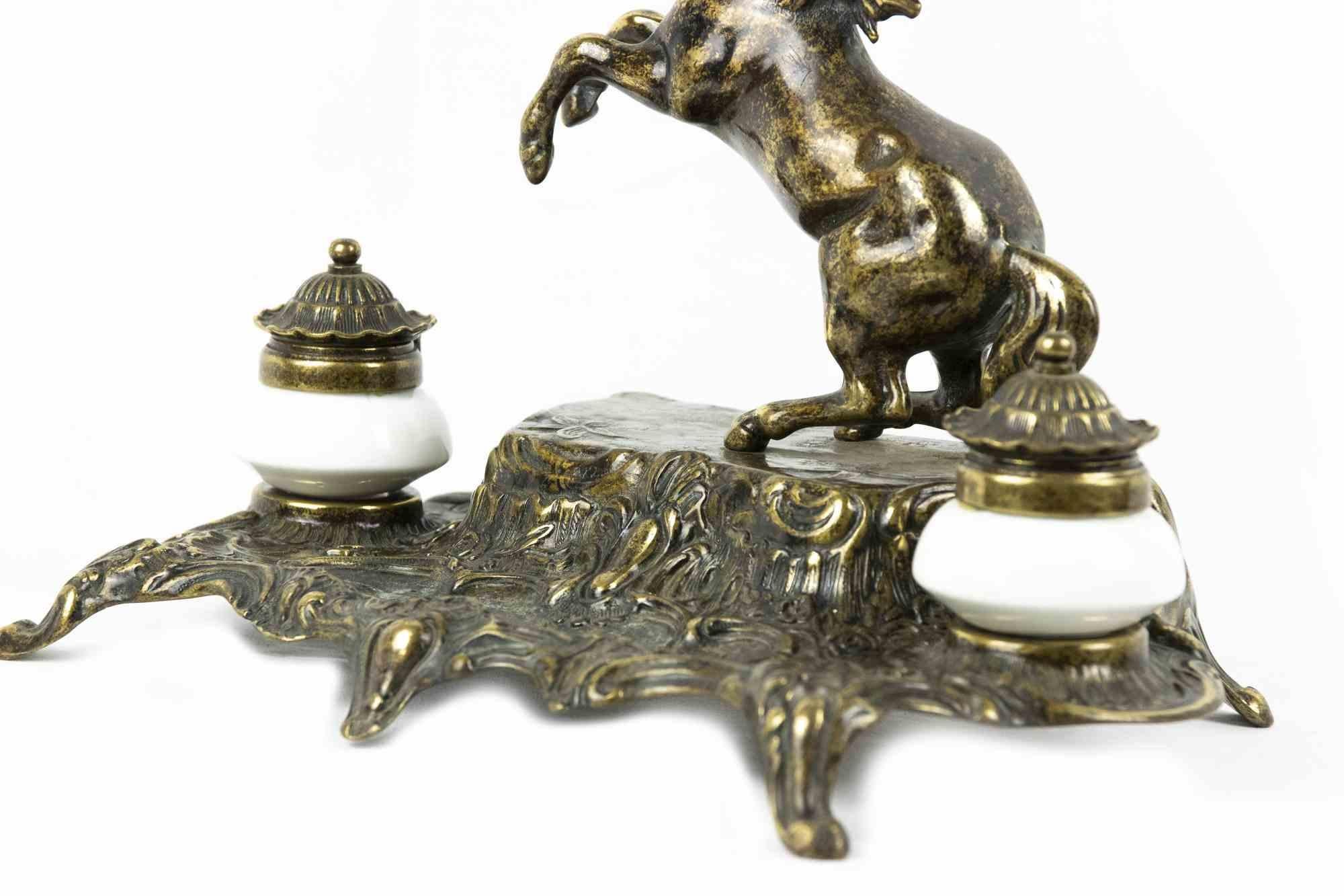 Brass Bronze Inkwell, Mid-20th Century For Sale
