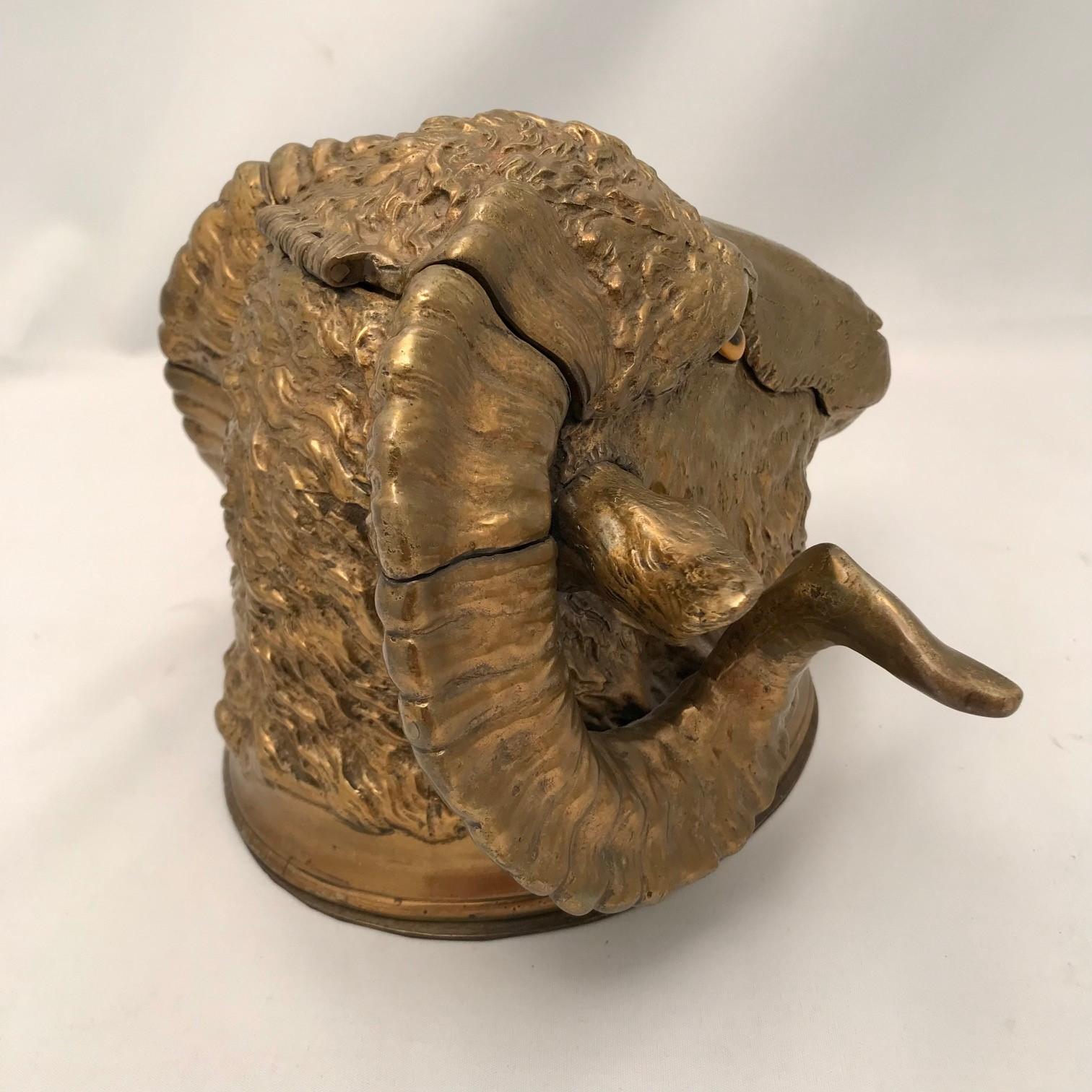 French Bronze Inkwell Modelled as Ram's Head For Sale