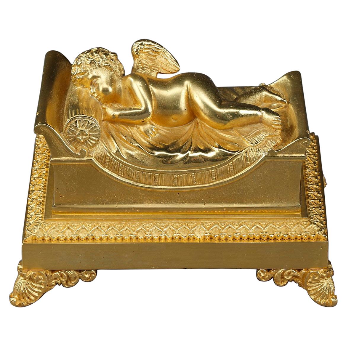 Bronze Inkwell of a Sleeping Putto
