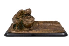 Bronze Inkwell "Repos" Gustav Gurschner ca. 1900 Austrian Art Nouveau Jugendstil