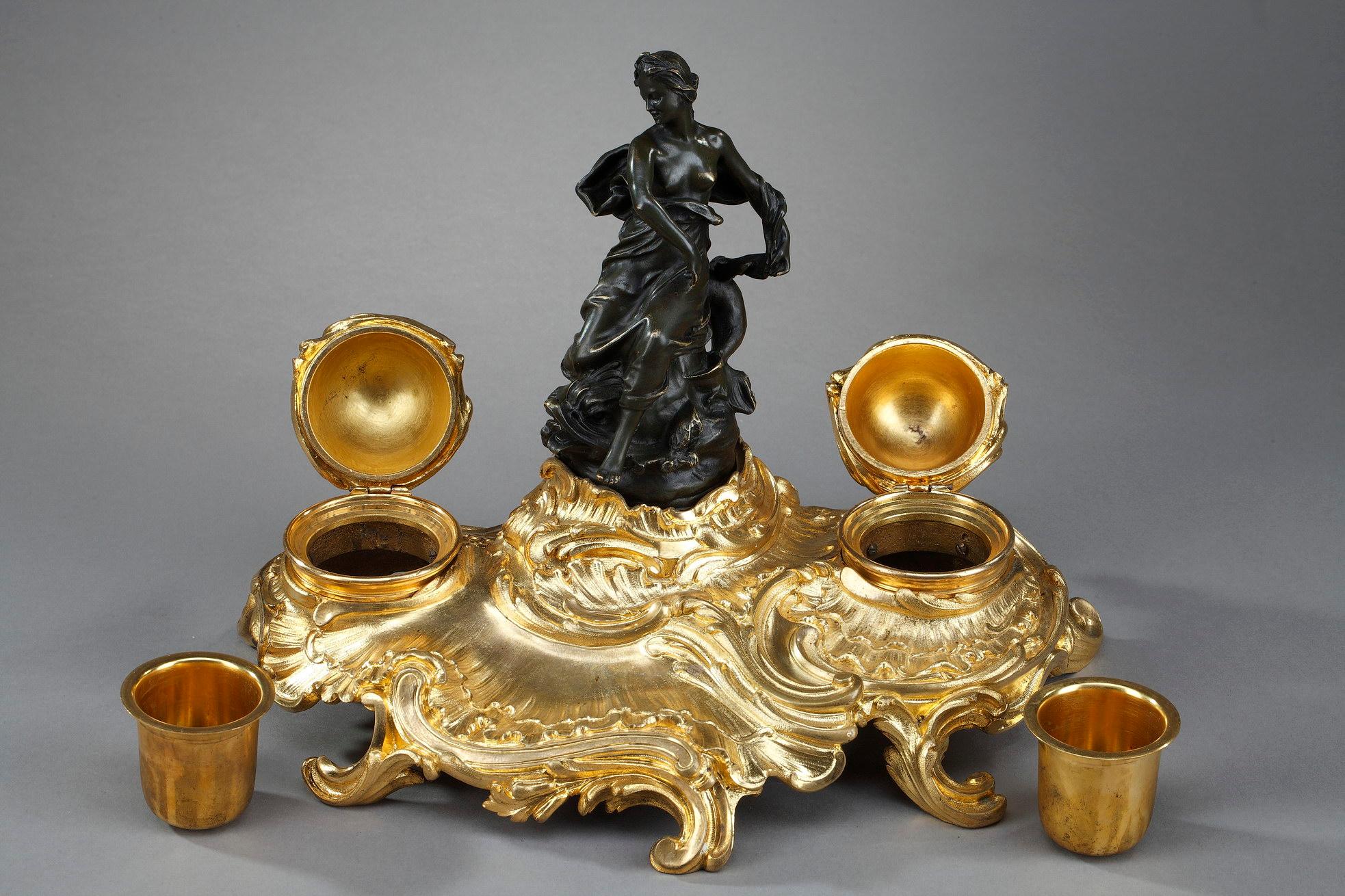 Bronze Inkwell with a Goddess in the Antique Style 1