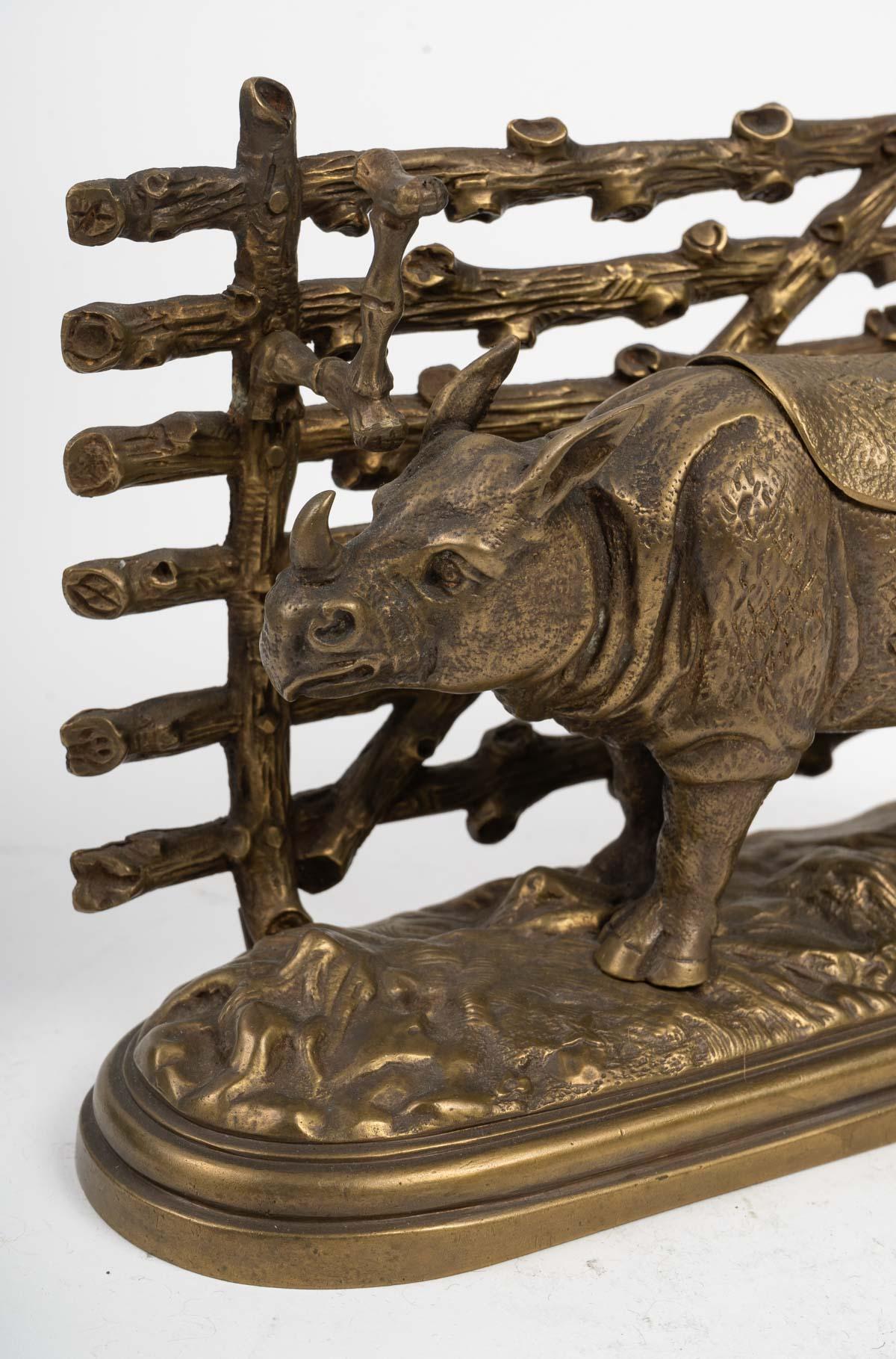 Bronze Inkwell with Rhinoceros 1