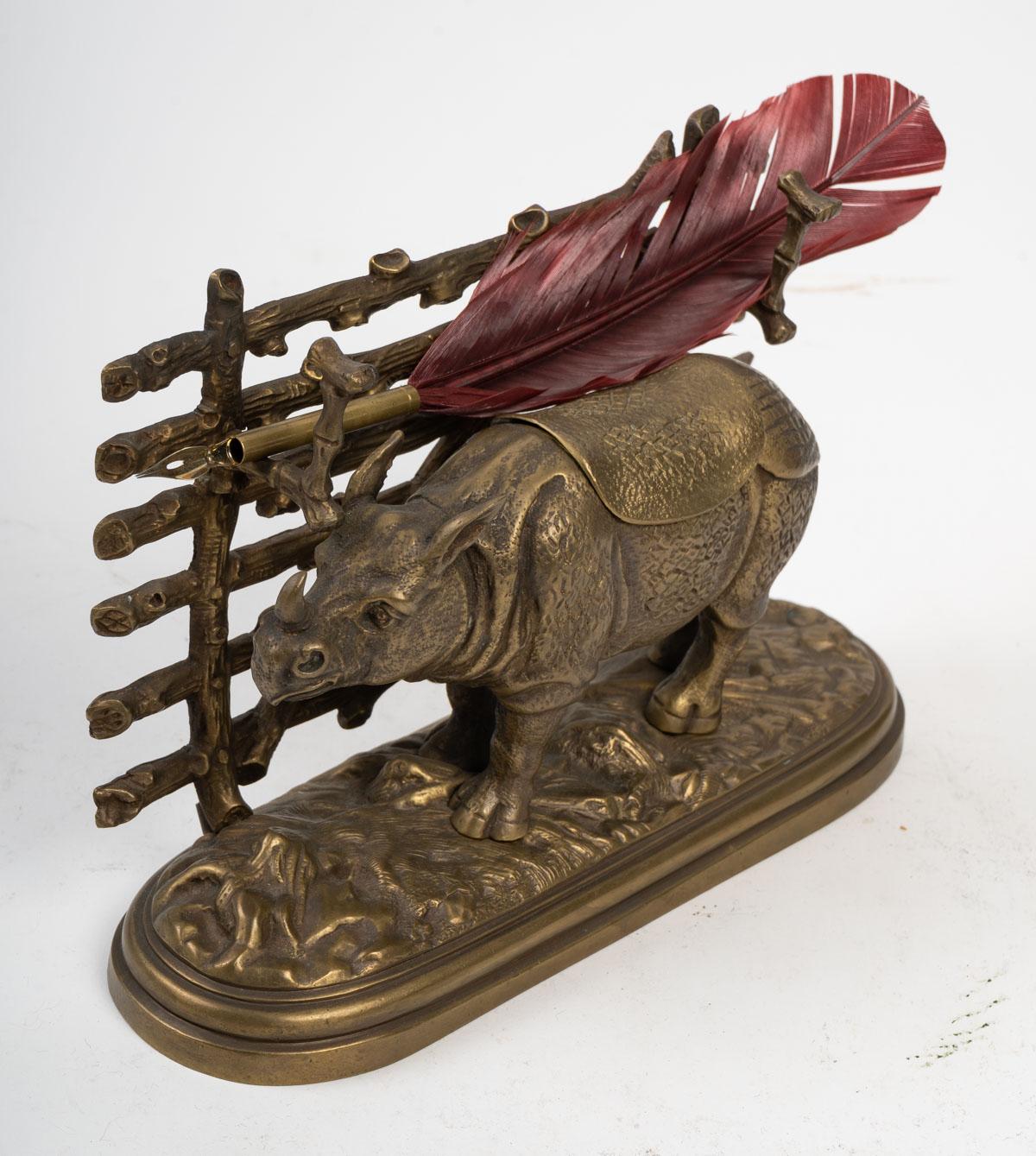 Bronze Inkwell with Rhinoceros 4