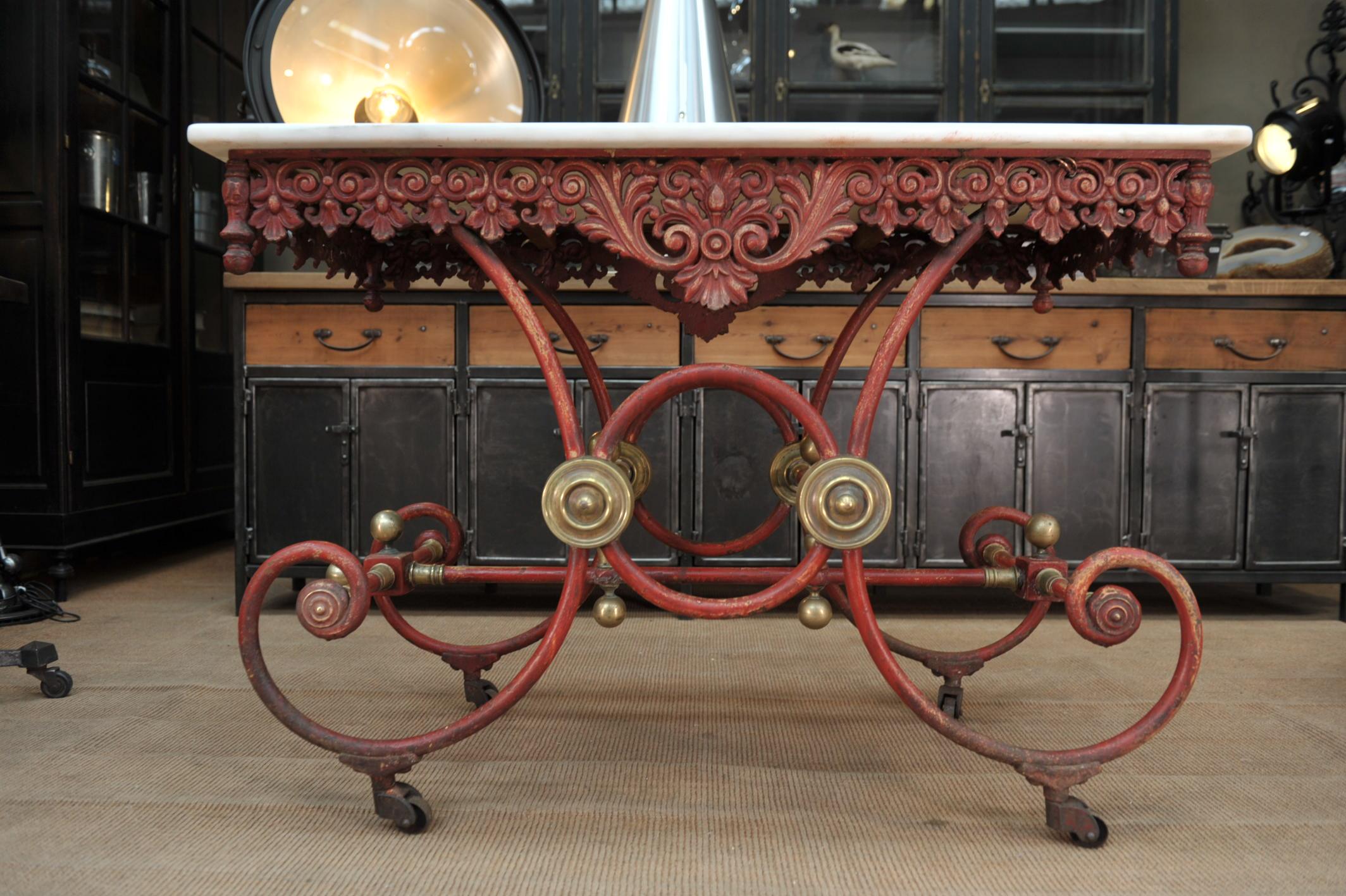 Bronze Iron and Marble Butcher's Table circa 1900 For Sale 5