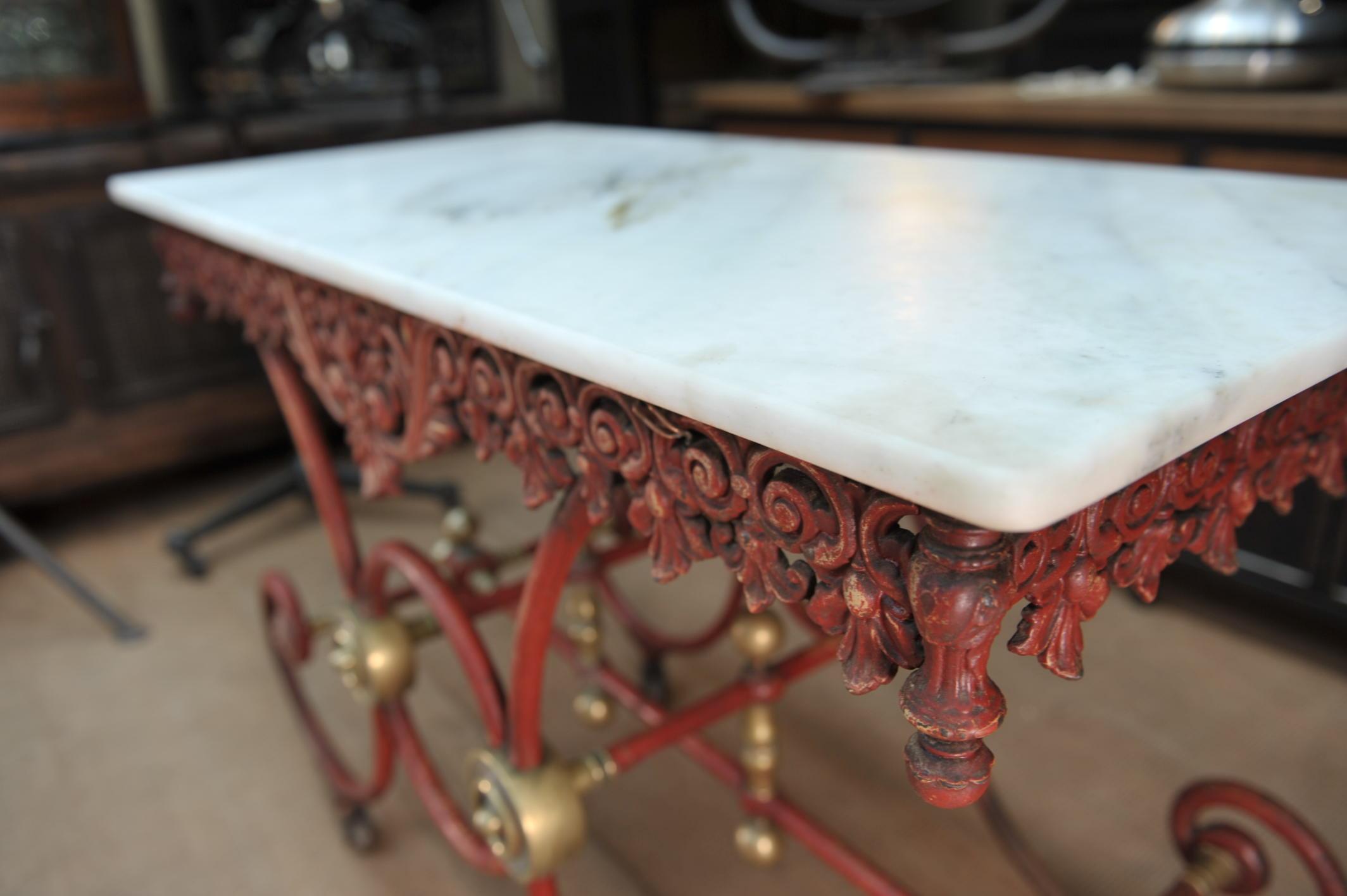 Bronze Iron and Marble Butcher's Table circa 1900 For Sale 8