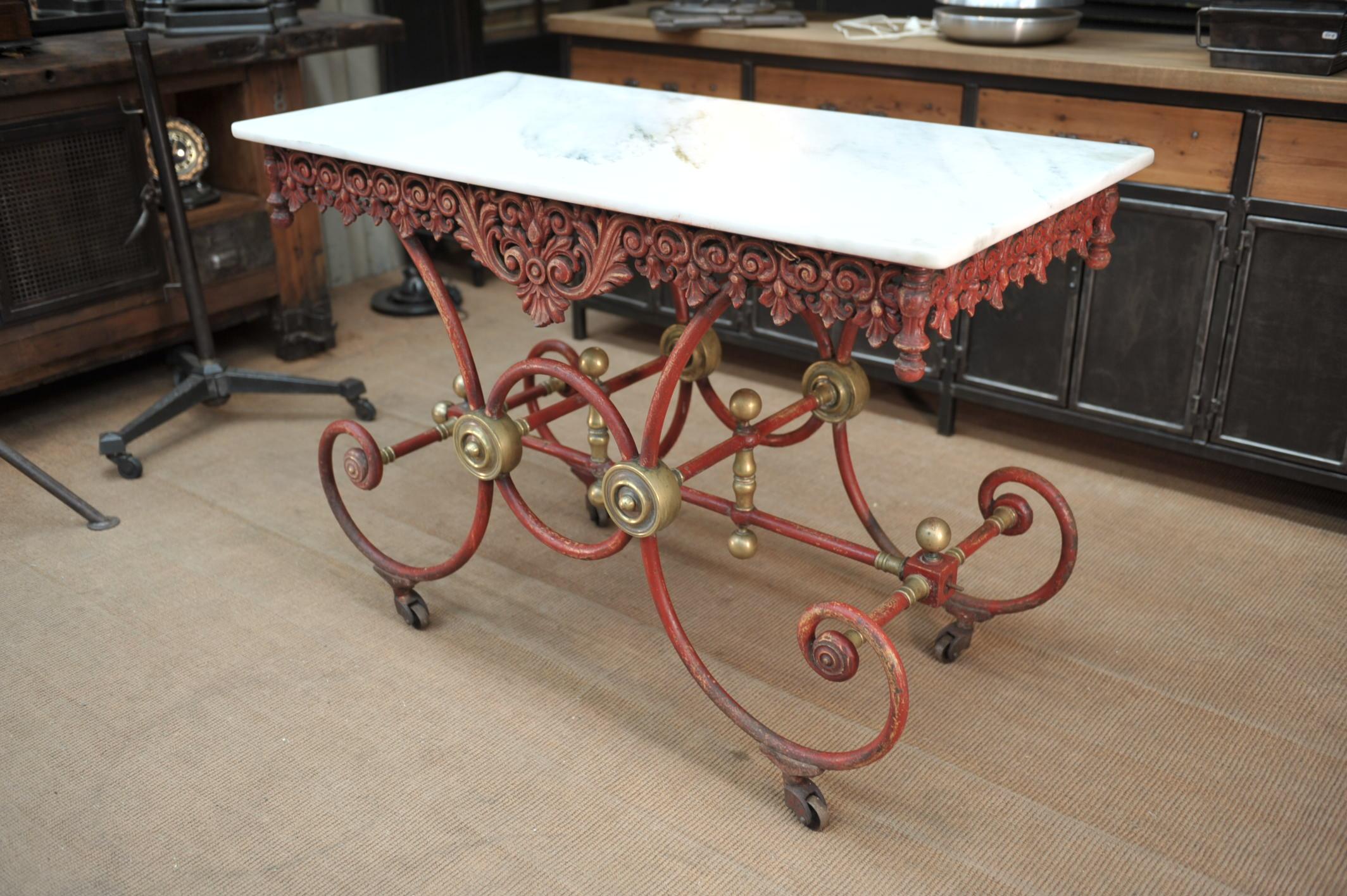 Bronze Iron and Marble Butcher's Table circa 1900 im Angebot 9