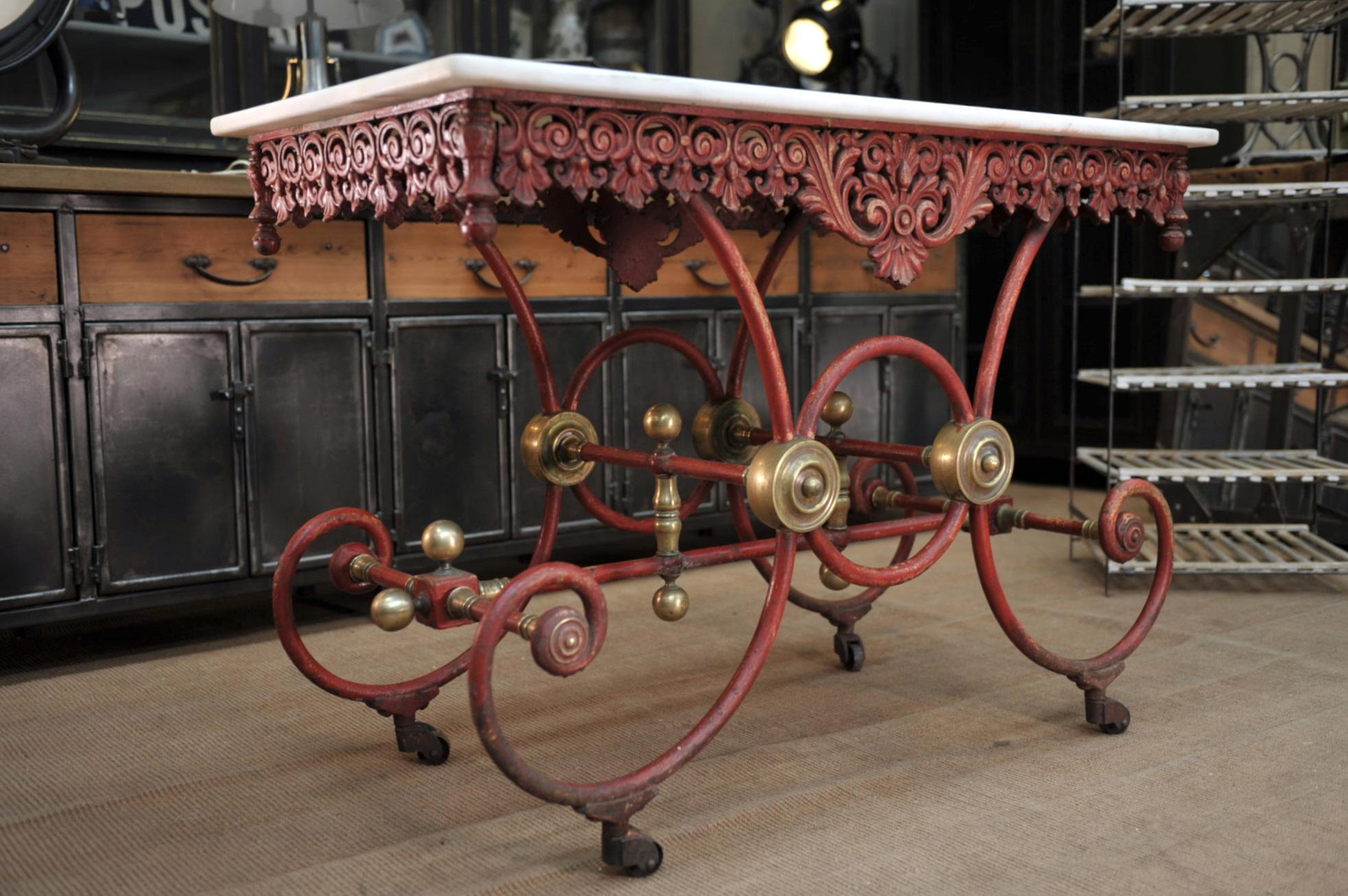 Early 20th Century Bronze Iron and Marble Butcher's Table circa 1900 For Sale