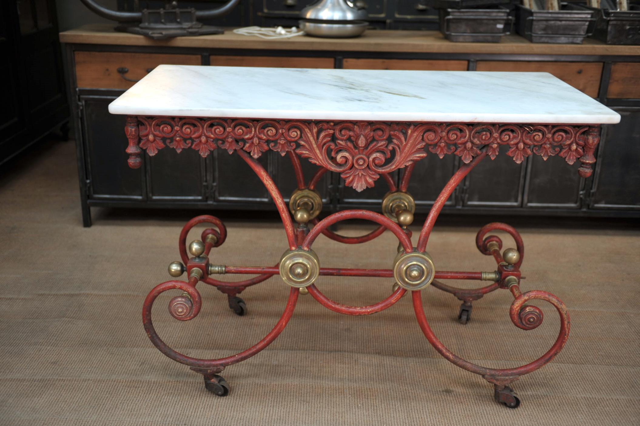 Bronze Iron and Marble Butcher's Table circa 1900 For Sale 1